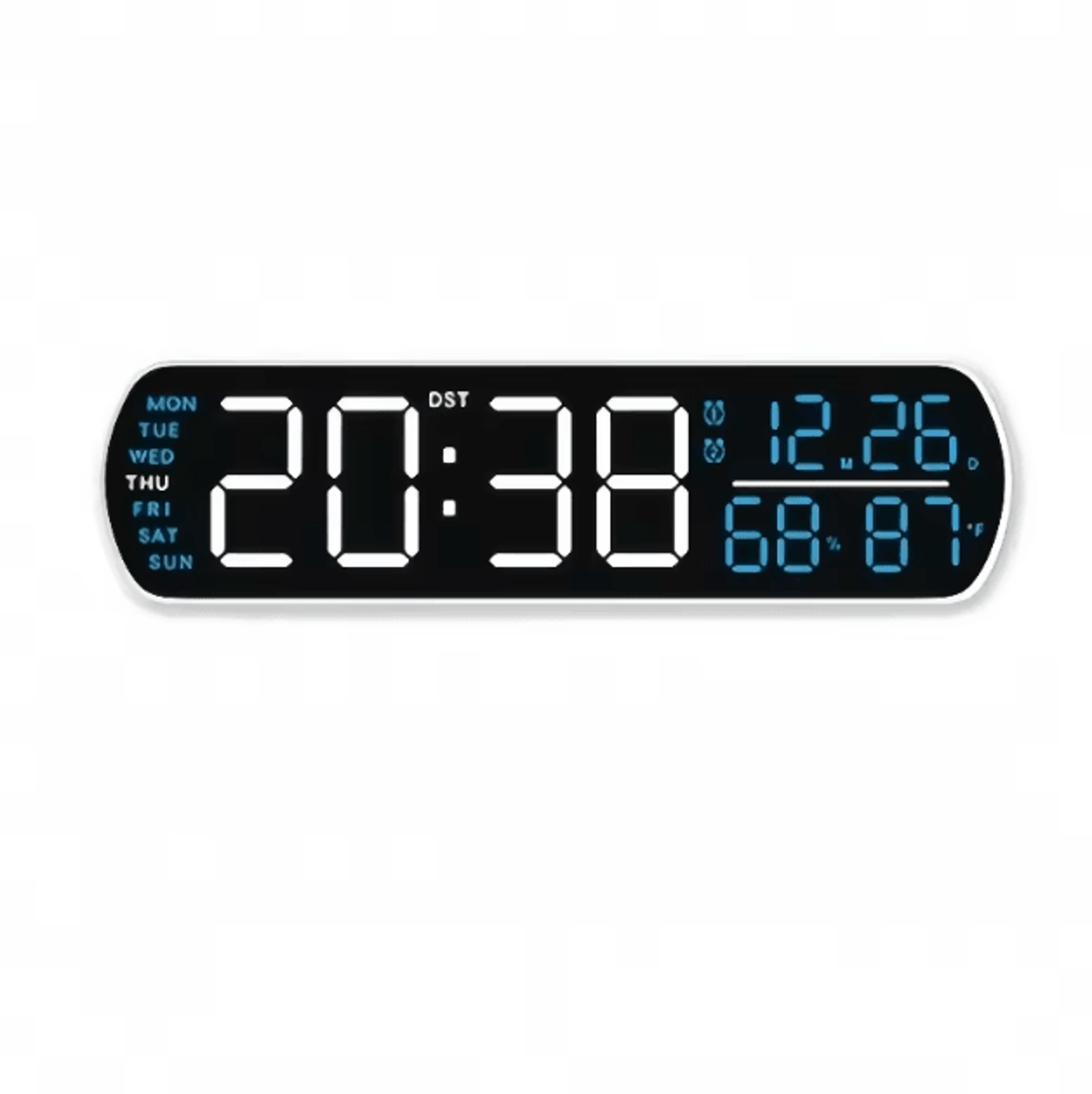 Smart LED Digital Alarm Clock With Temperature Humidity  Auto Dimming Display 9