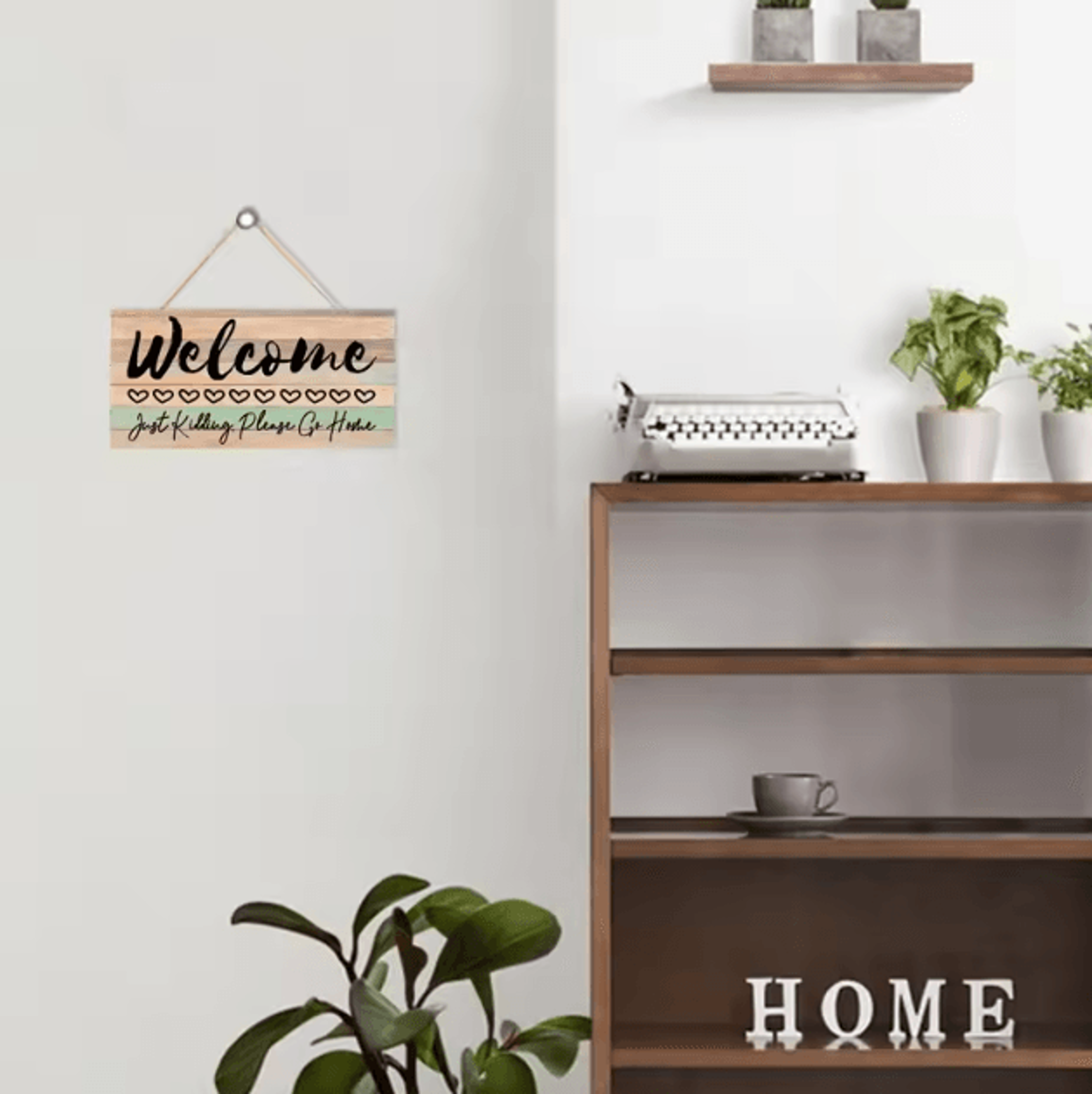 Rustic Wooden Welcome Wall Hanging  Farmhouse Style Home Decor Sign 2
