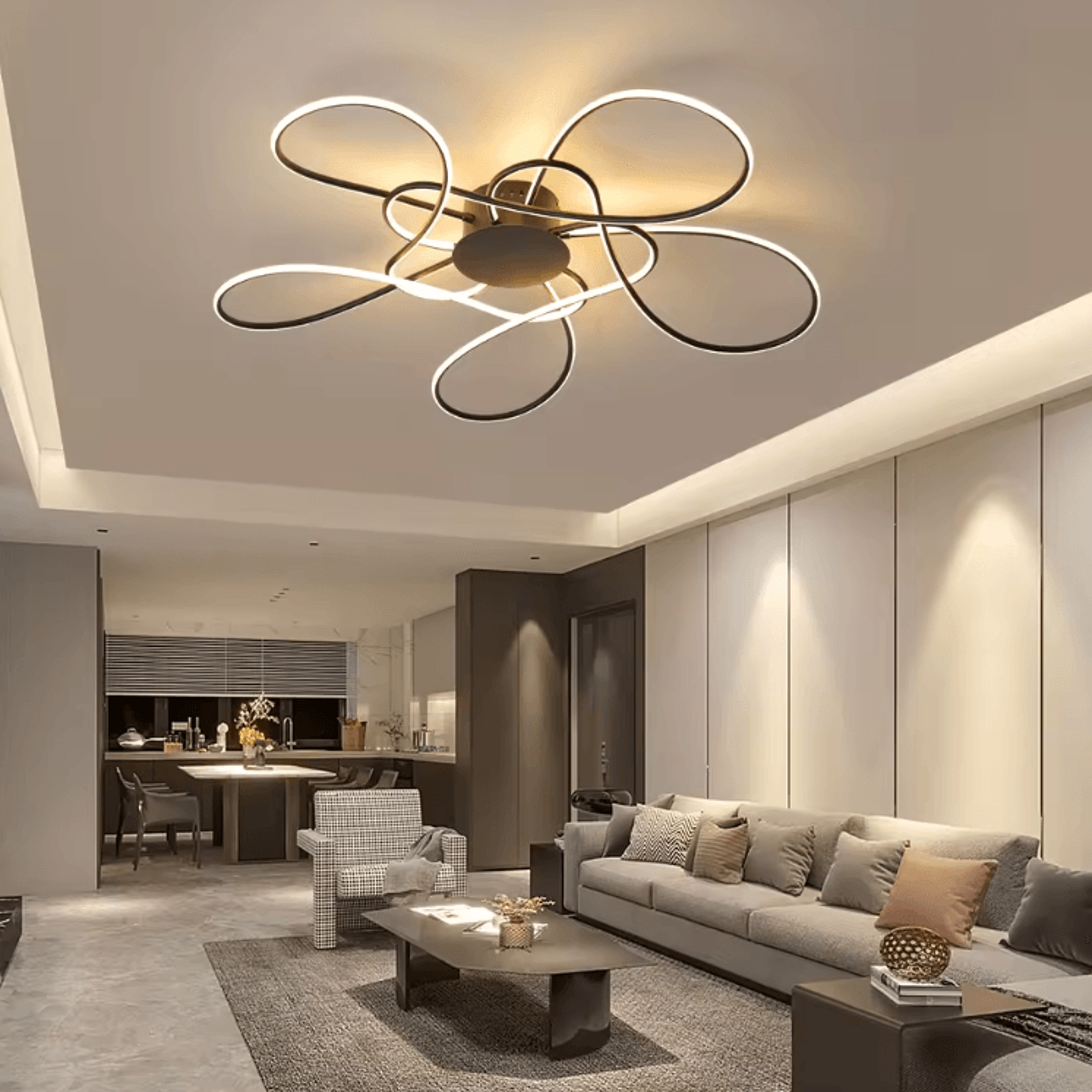 Modern Gold LED Chandelier  Luxury Aluminum Acrylic Ceiling Light Fixture 1