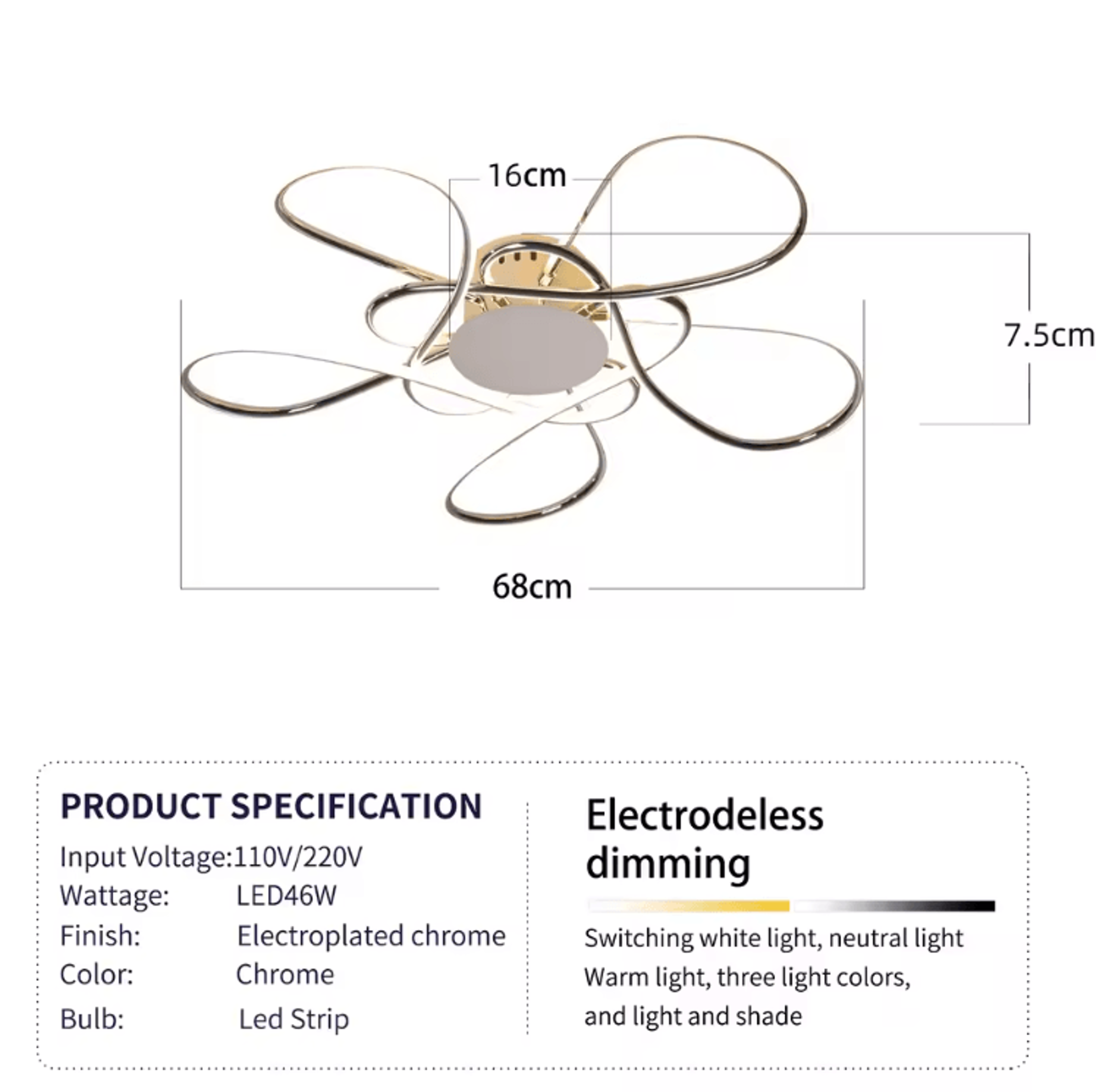 Modern Gold LED Chandelier  Luxury Aluminum Acrylic Ceiling Light Fixture 3