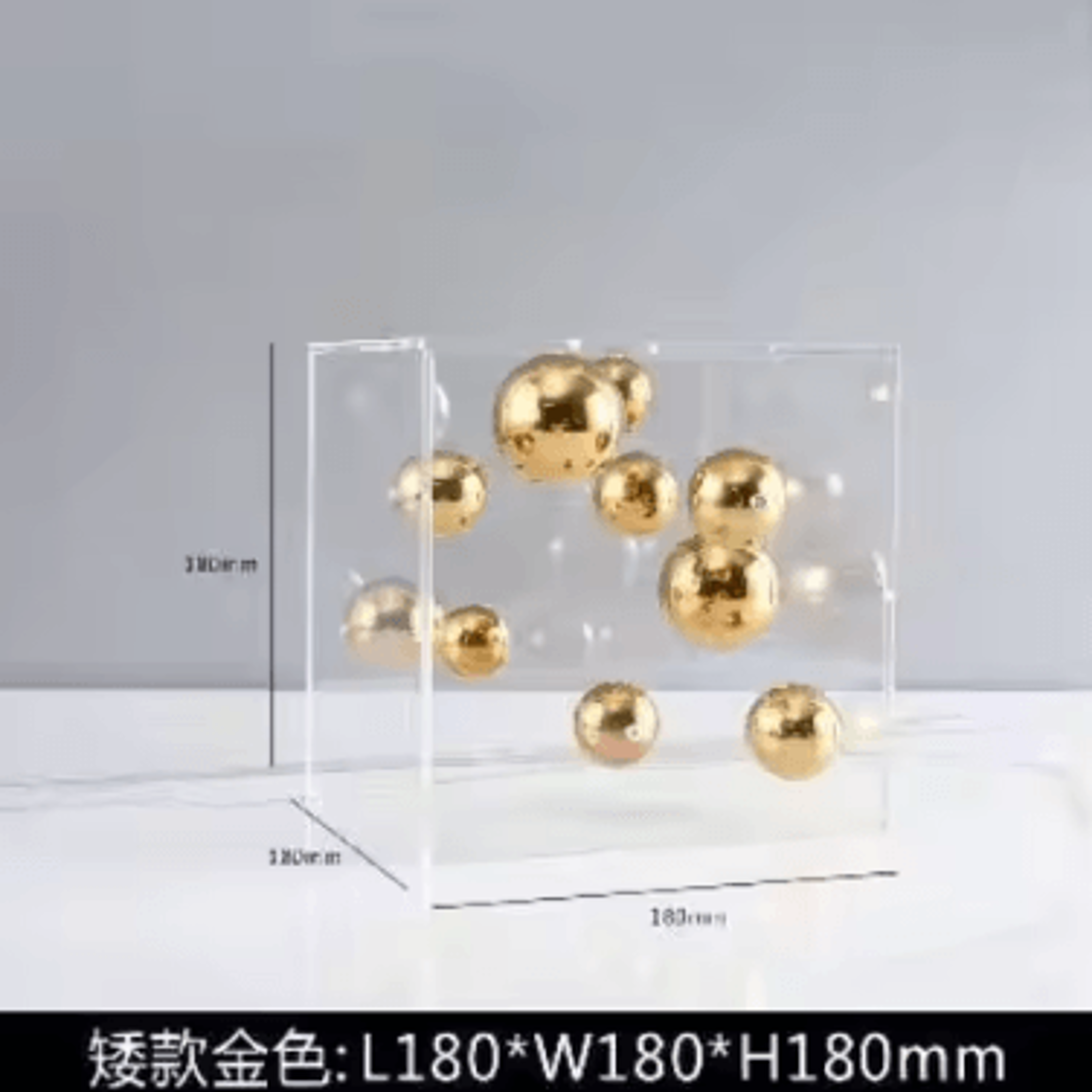 Modern Clear Acrylic Square Sphere Decor  Minimalist Home Accent Ornament 6