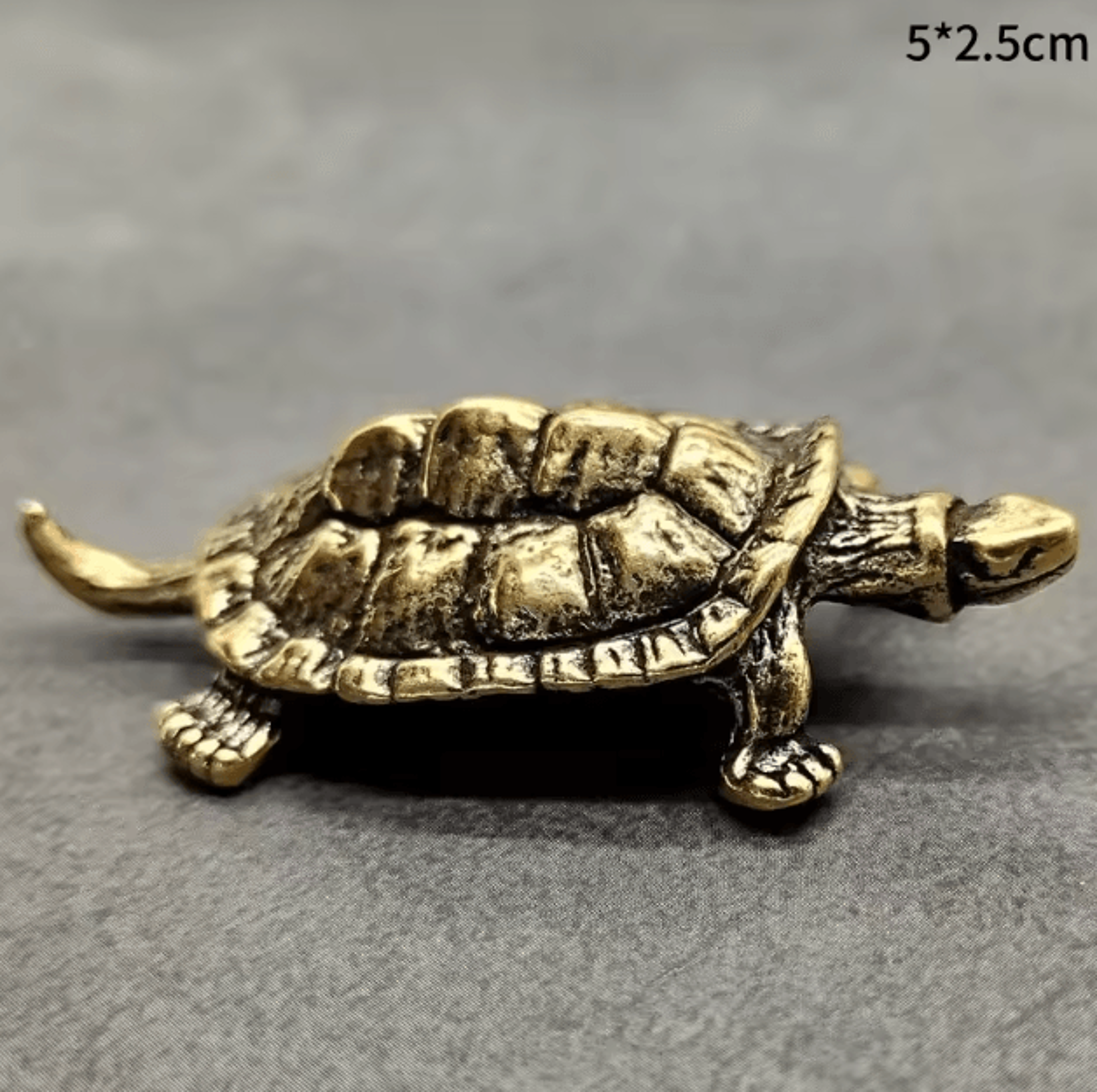 Vintage Copper Feng Shui Turtle Statue Mini Brass Tortoise Desk Ornament 2