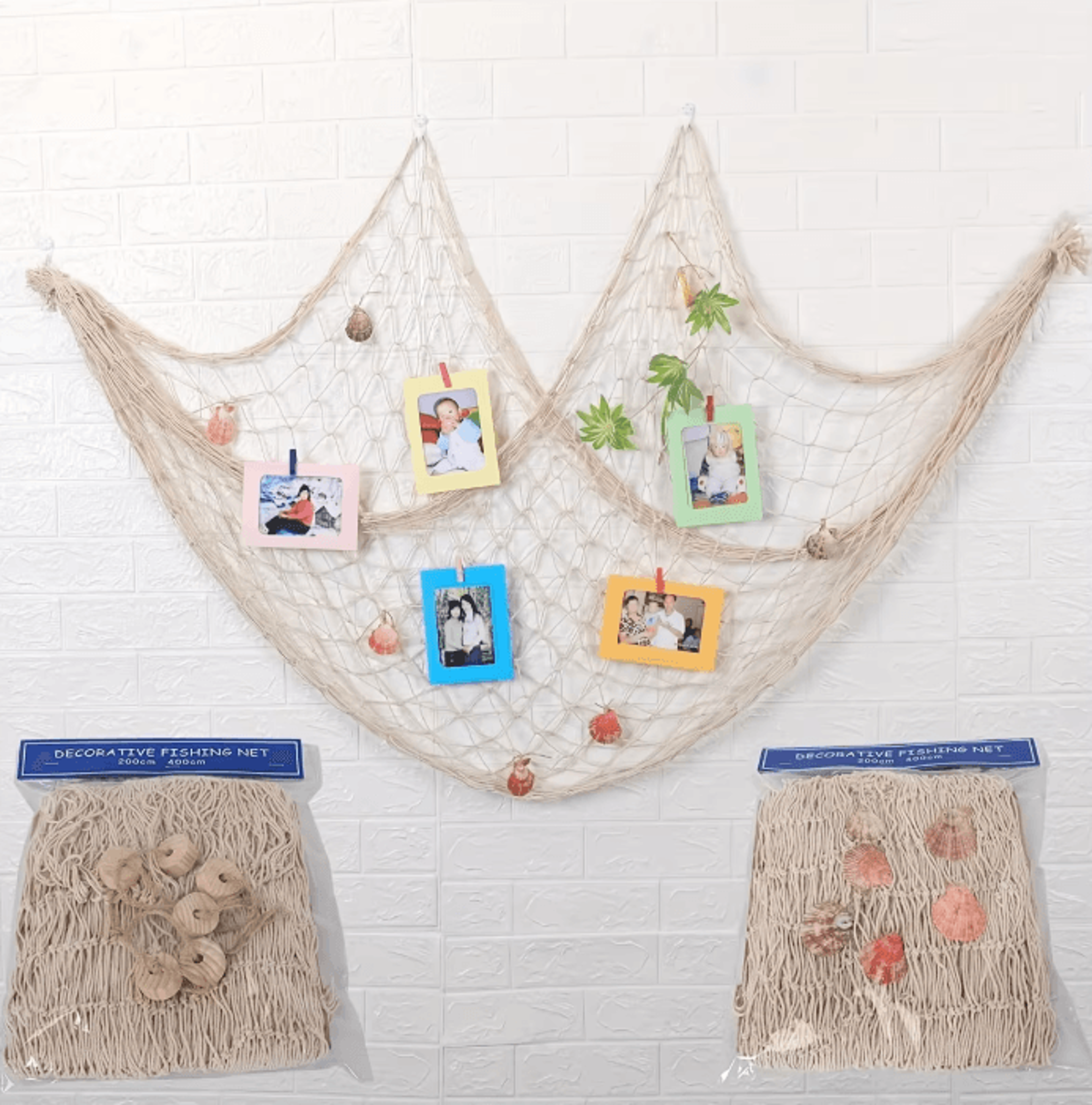 Hawaiian Nautical Fishing Net Wall Decor  Ocean Theme Party  Coastal Home Accent 2