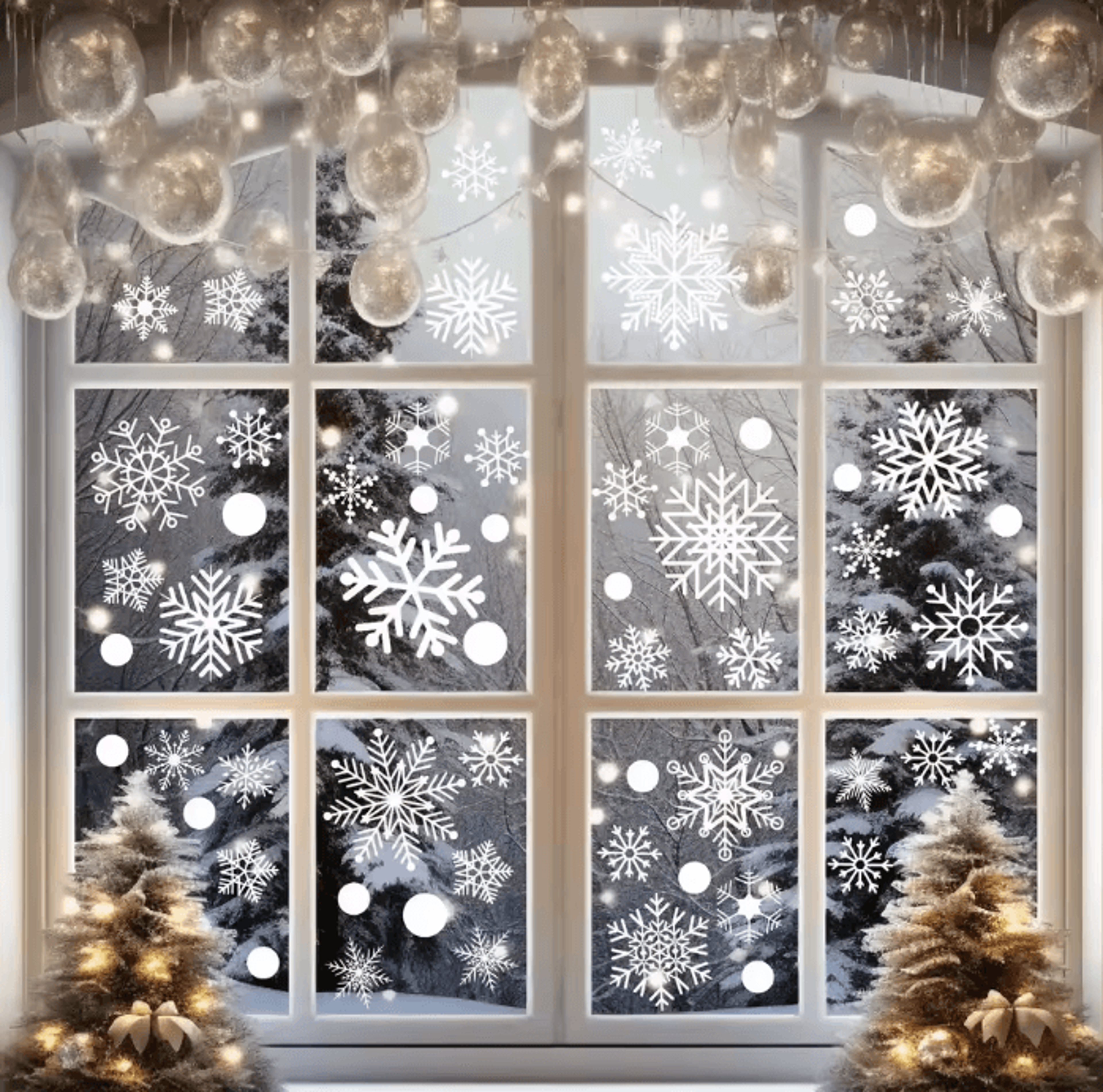 Merry Christmas Snowflake Window Stickers  Reusable Winter Wall  Glass Decor 0