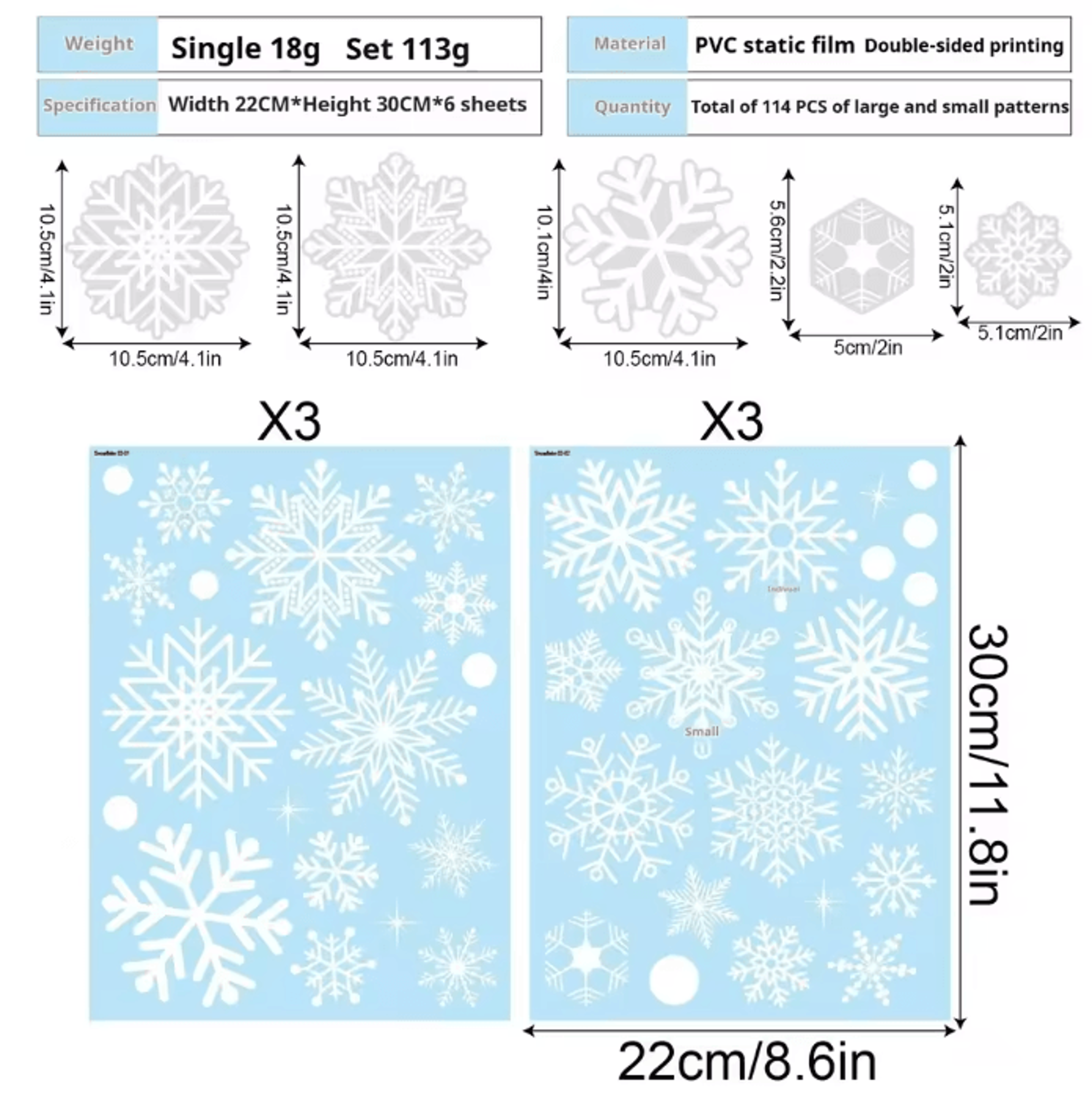 Merry Christmas Snowflake Window Stickers  Reusable Winter Wall  Glass Decor 4