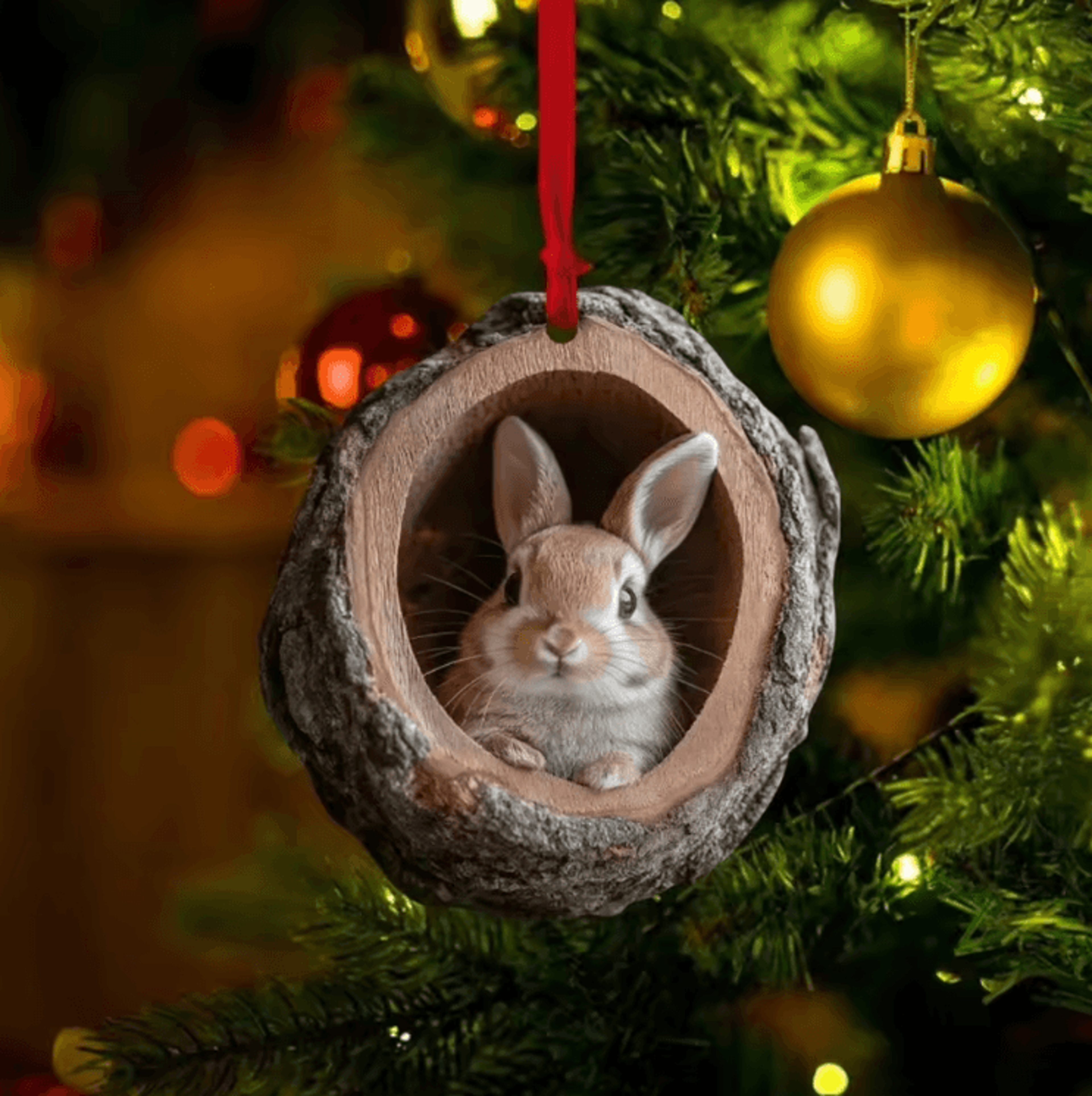 Cute Woodland Animal Acrylic Ornament  Tree Trunk Christmas Hanging Decor 1