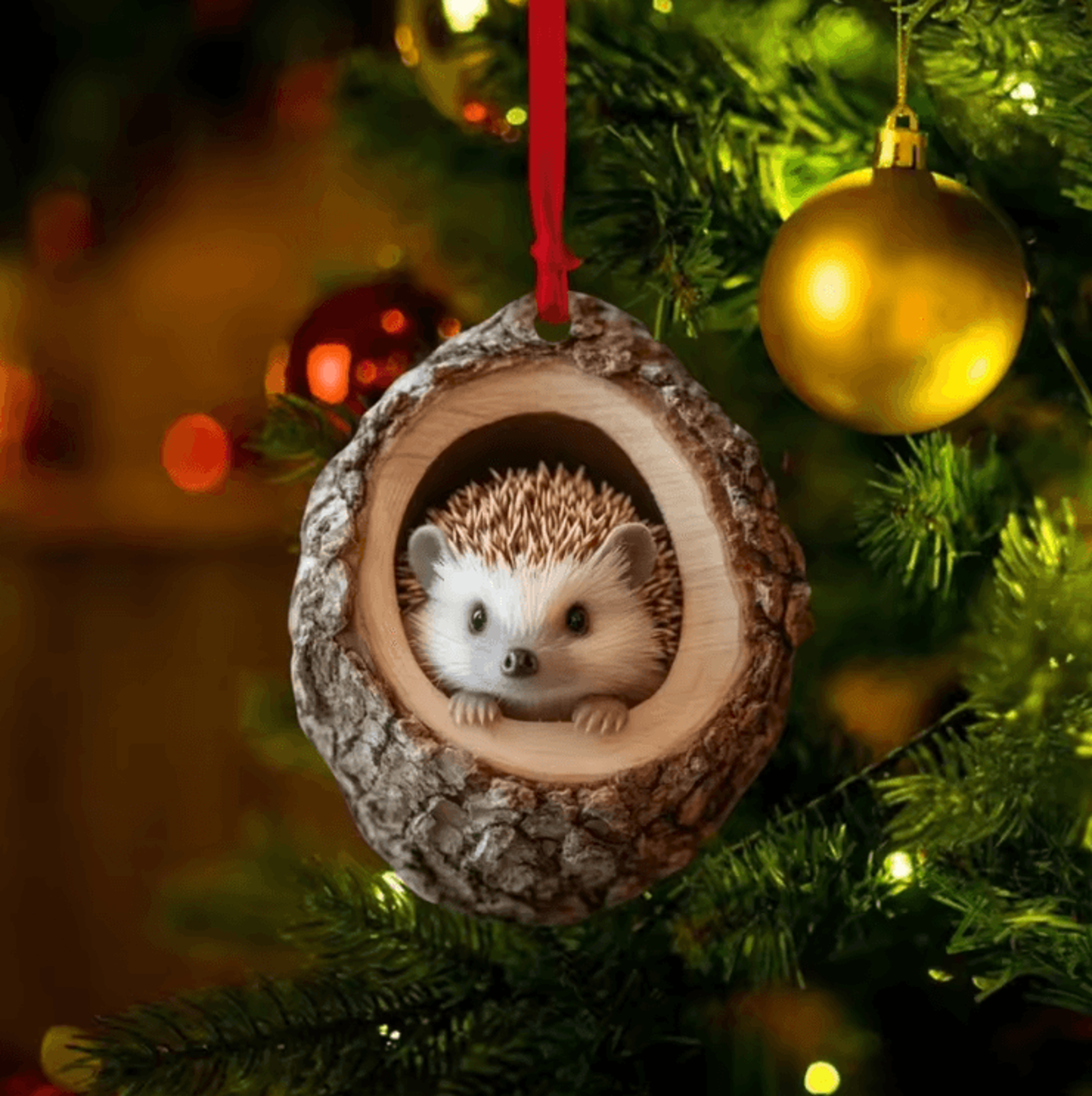 Cute Woodland Animal Acrylic Ornament  Tree Trunk Christmas Hanging Decor 5