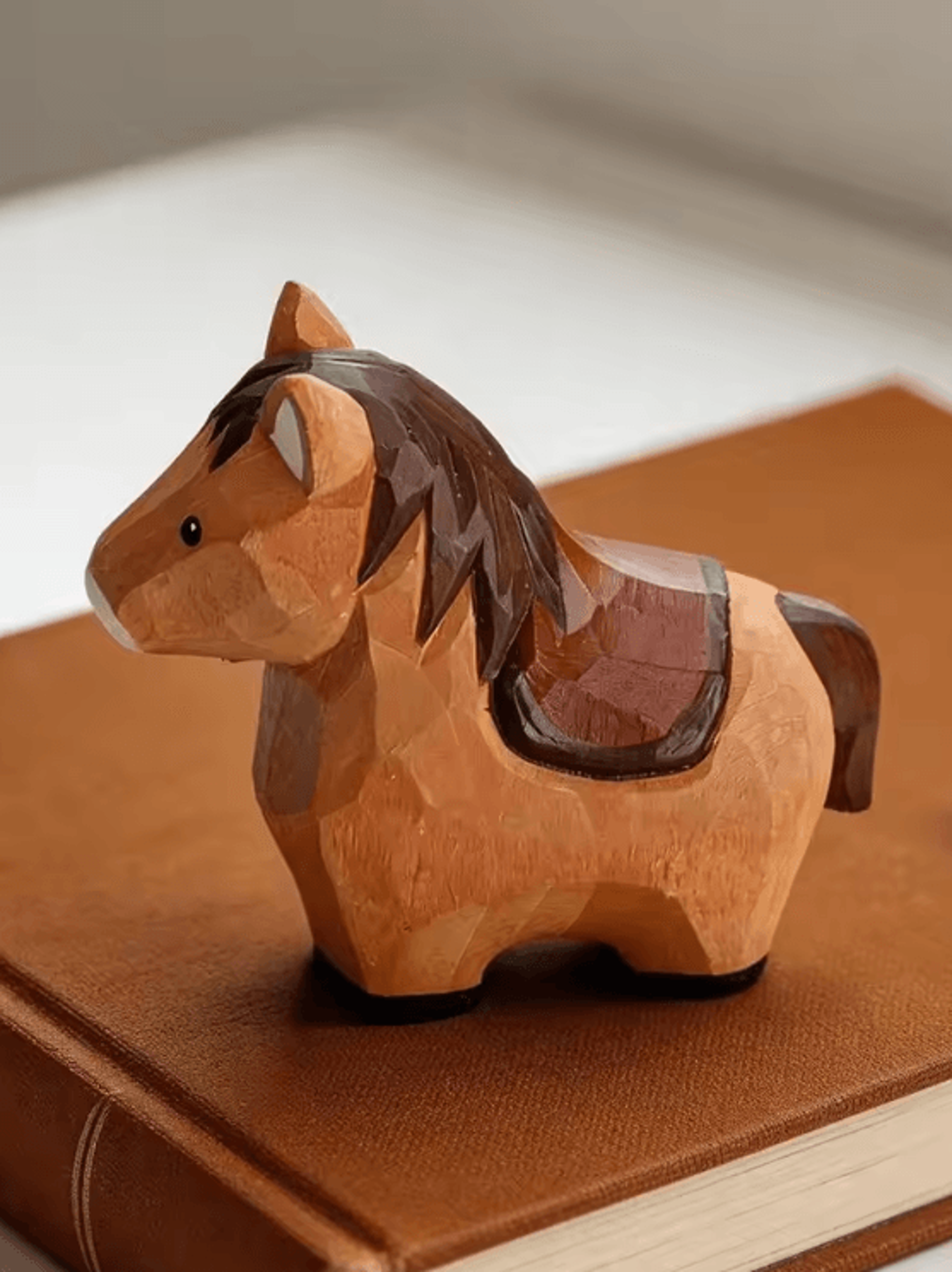 Handcrafted Wooden Horse Figurine  Rustic Animal Carving Home Decor 2