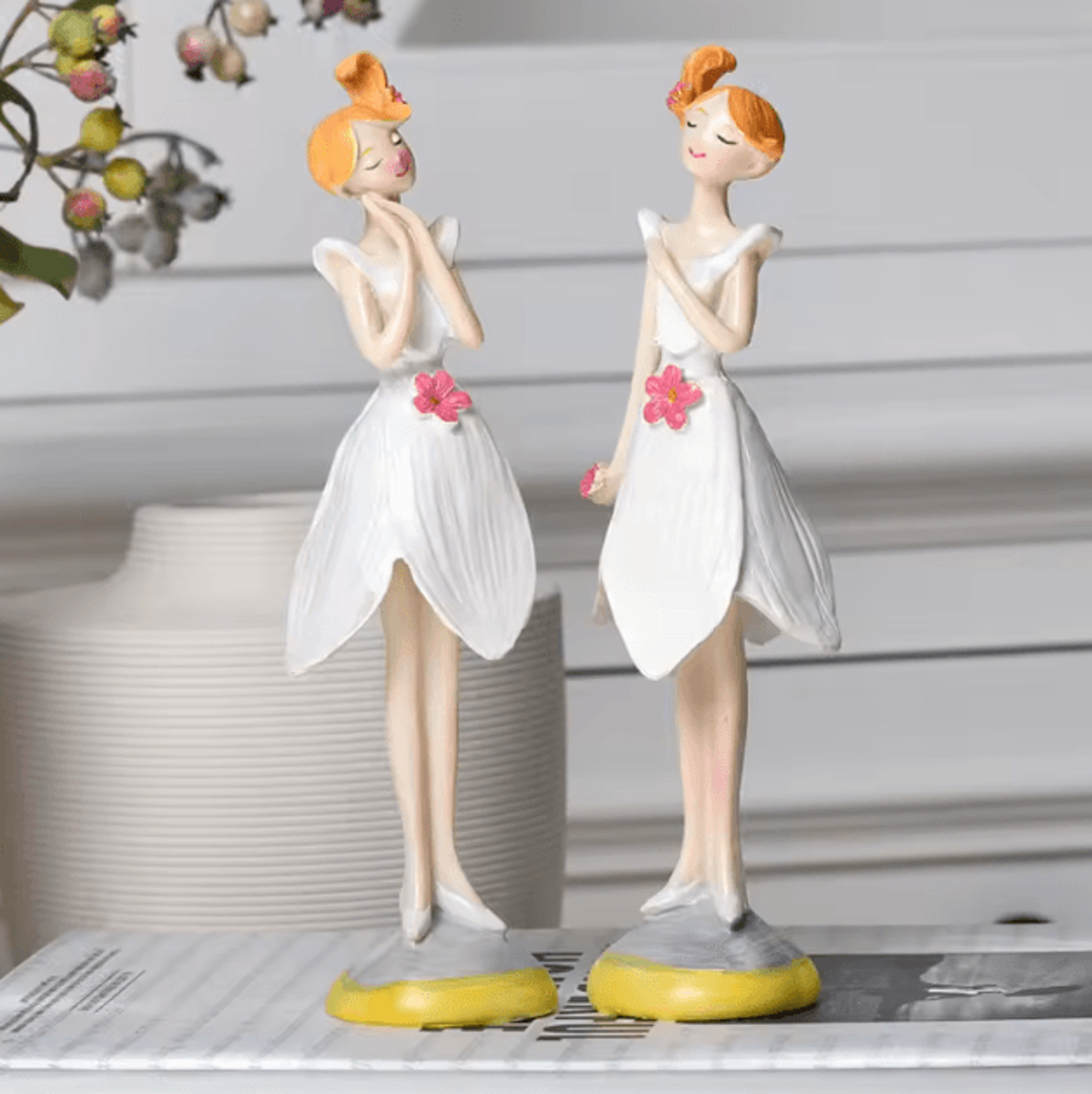 Nordic Angel Fairy Resin Figurine Set  2PCS Angel Figurines For Elegant Home  Wedding Decor 4
