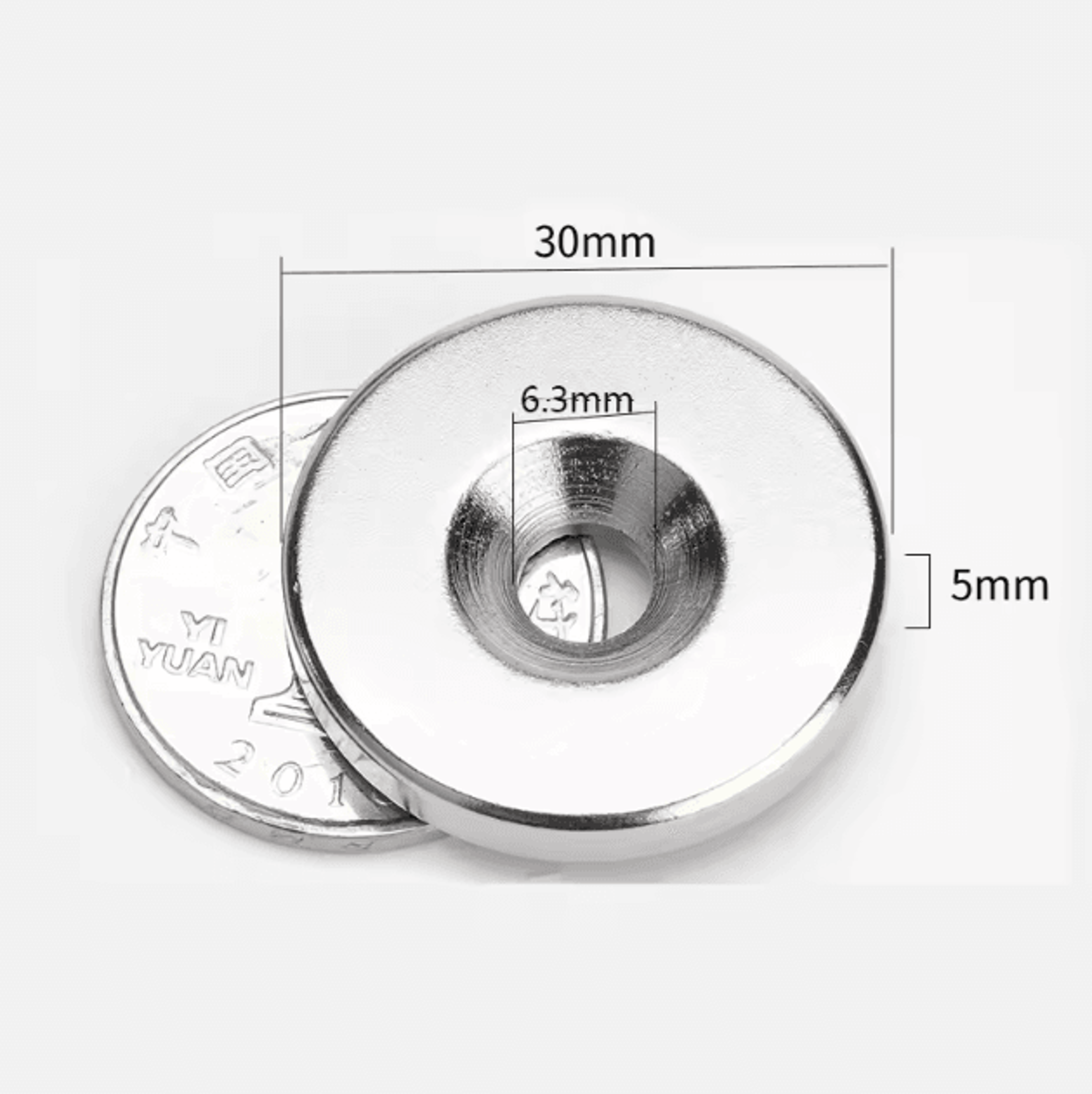 N52 Countersunk Neodymium Magnet Set  Heavy Duty 30mm Disc With Mounting Hole 3