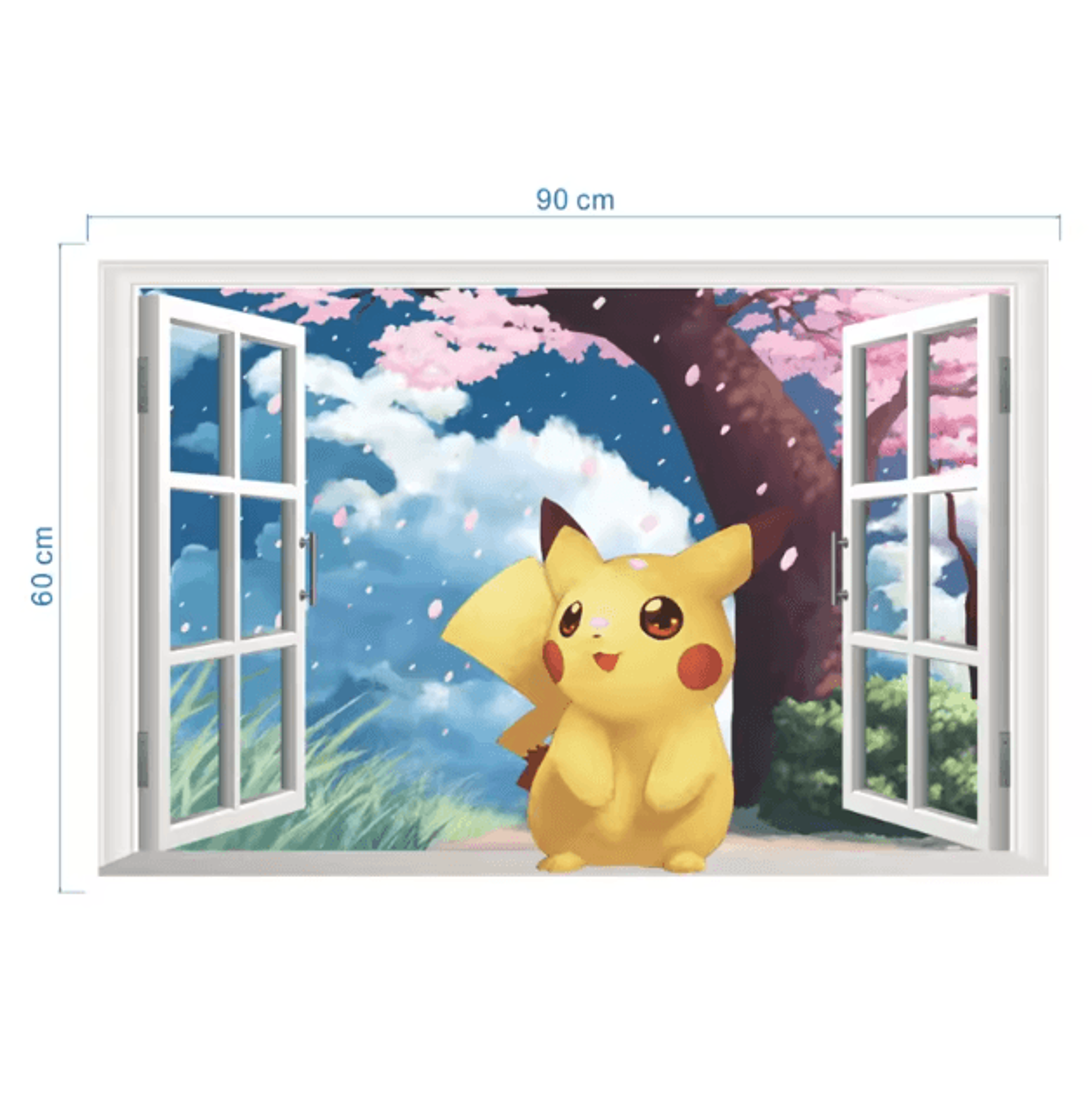 Cartoon Pikachu Wall Stickers  Cute Kids Room Anime Decor Decals 7