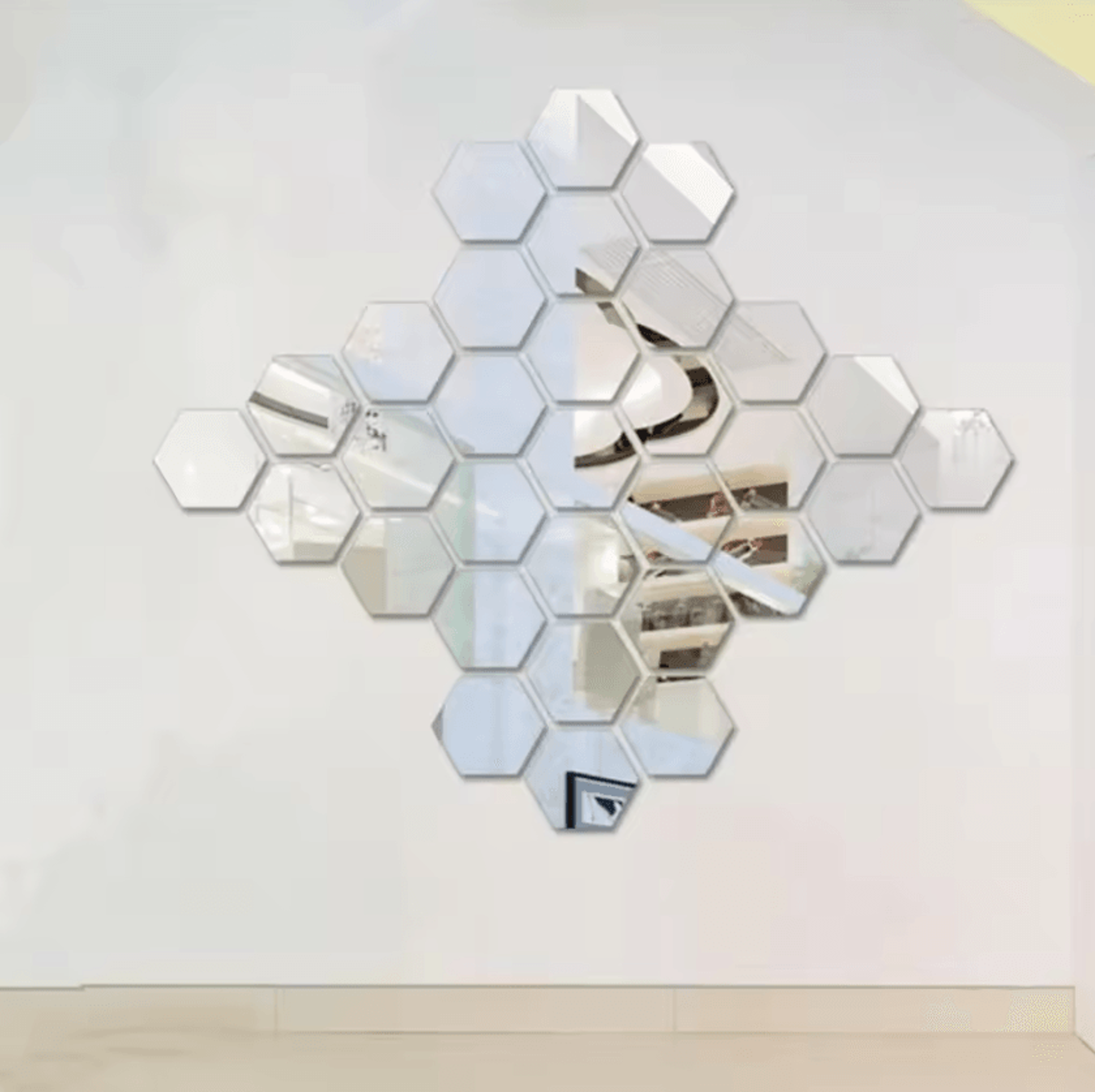 12PCS Hexagon Mirror Wall Stickers  Acrylic SelfAdhesive 3D Mosaic Decor Tiles 1