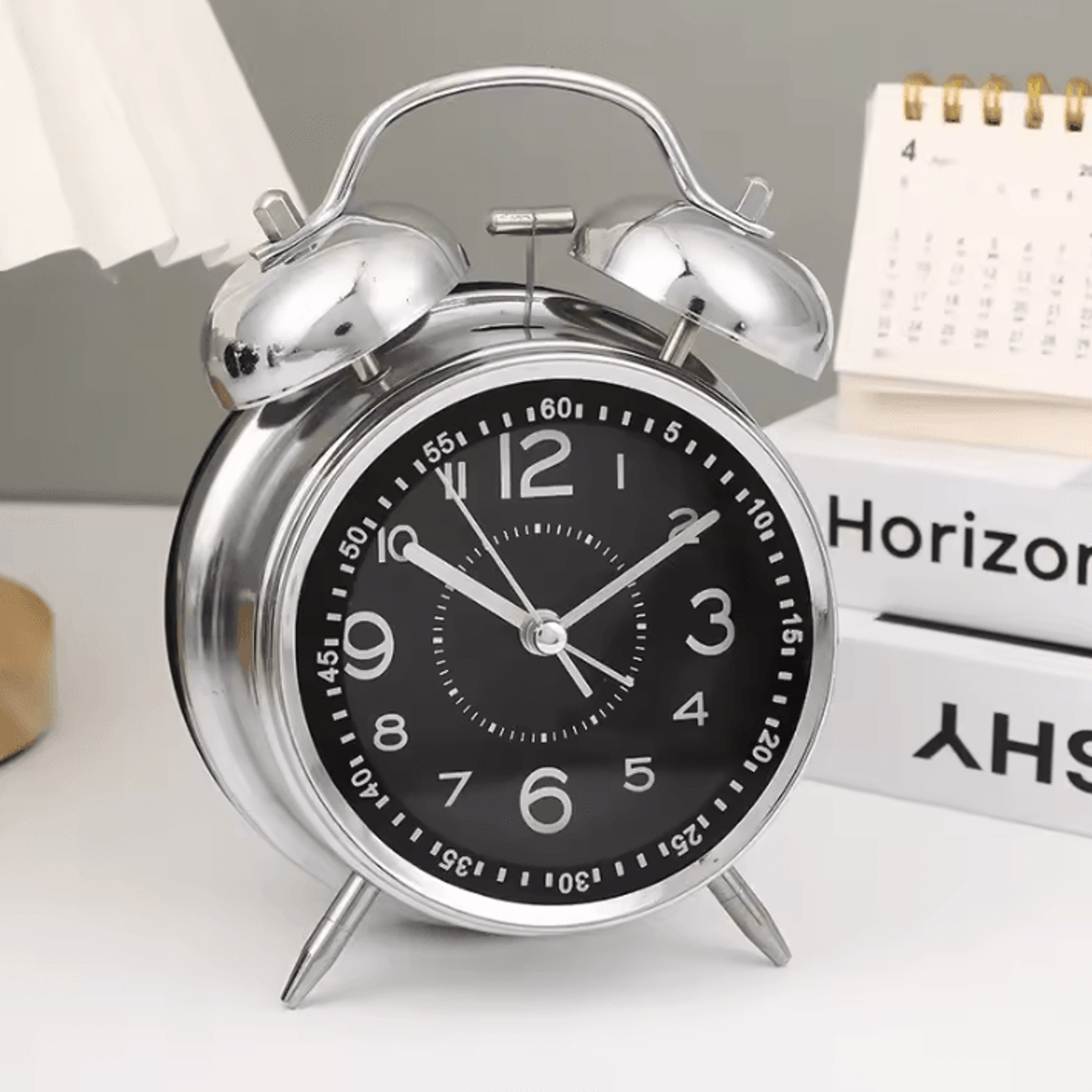 Vintage Twin Bell Alarm Clock With Night Light  Loud Metal Desk Clock For Heavy Sleepers 3
