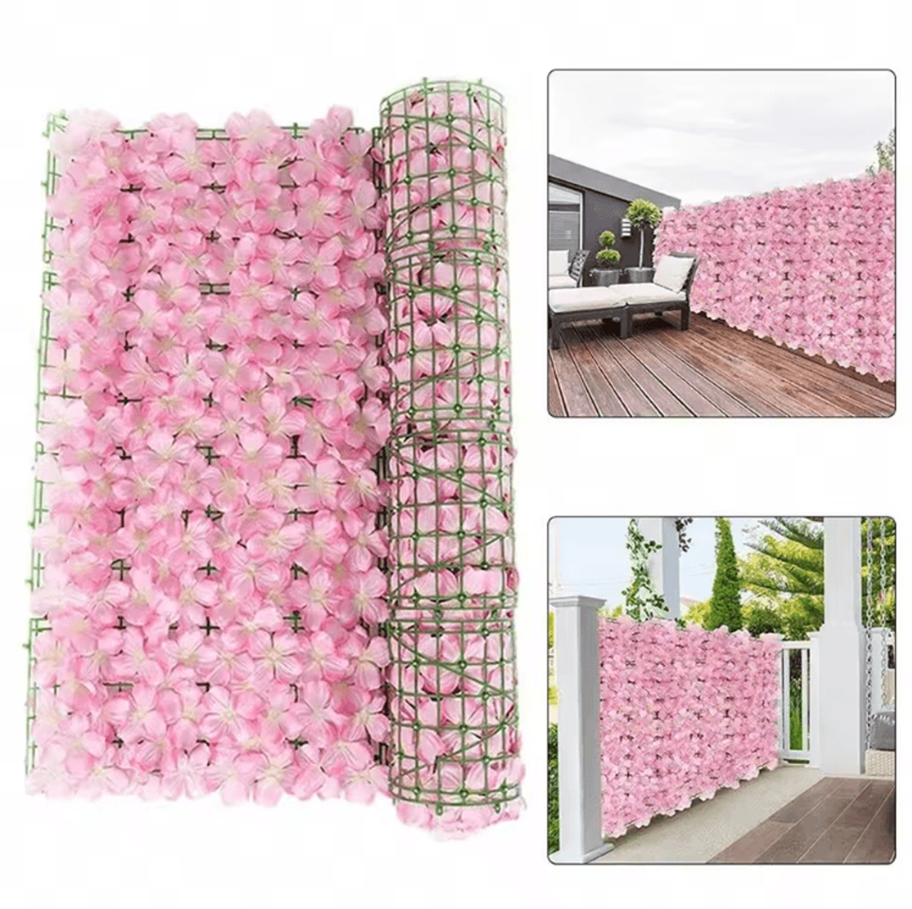 Expandable Artificial Ivy Fence Screen With Flowers  Decorative Garden Privacy Wall Panel 0