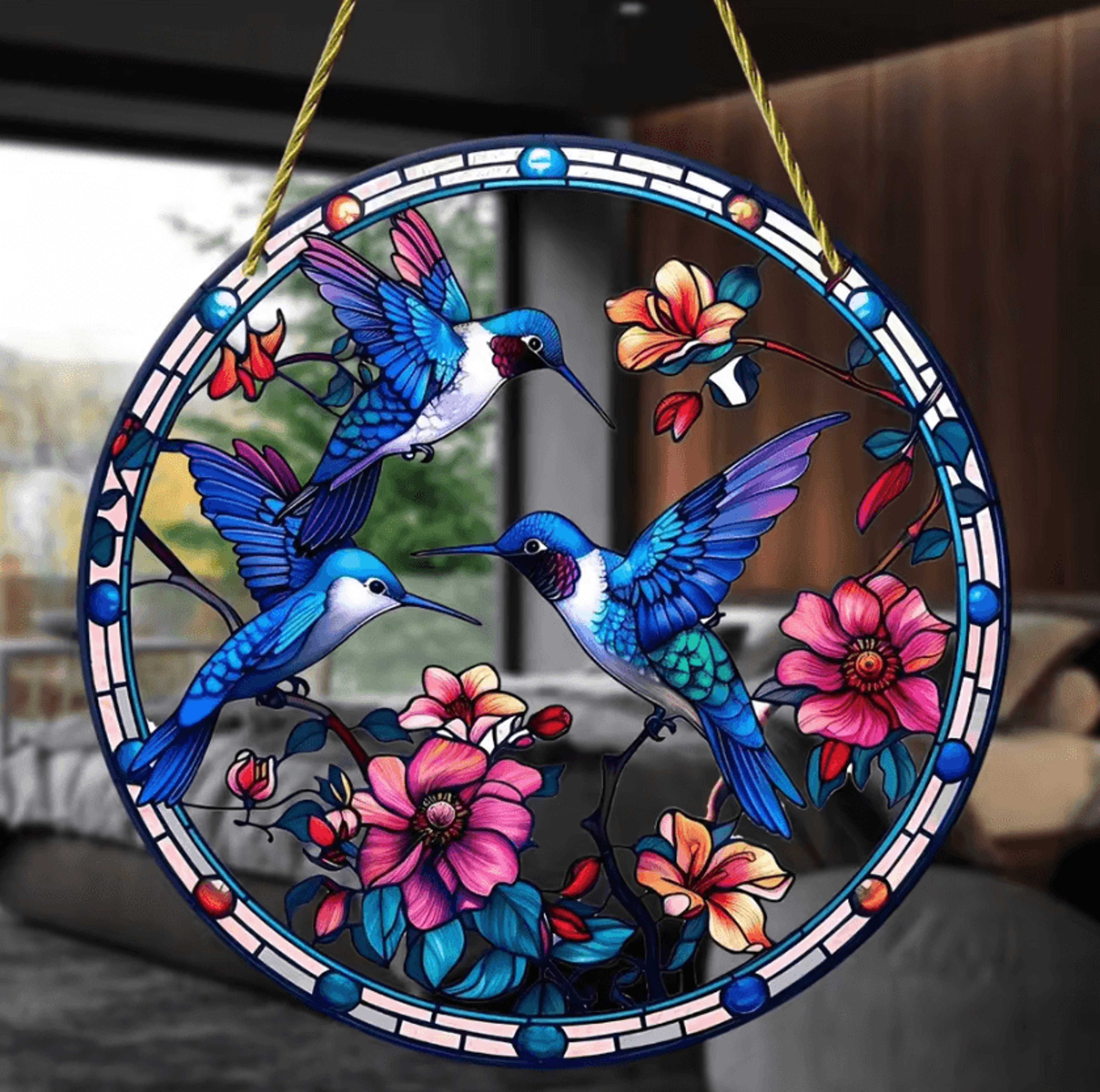 2D Acrylic Bird Window Hanging Ornament  Colorful Bird  Flower Suncatcher Decor 5