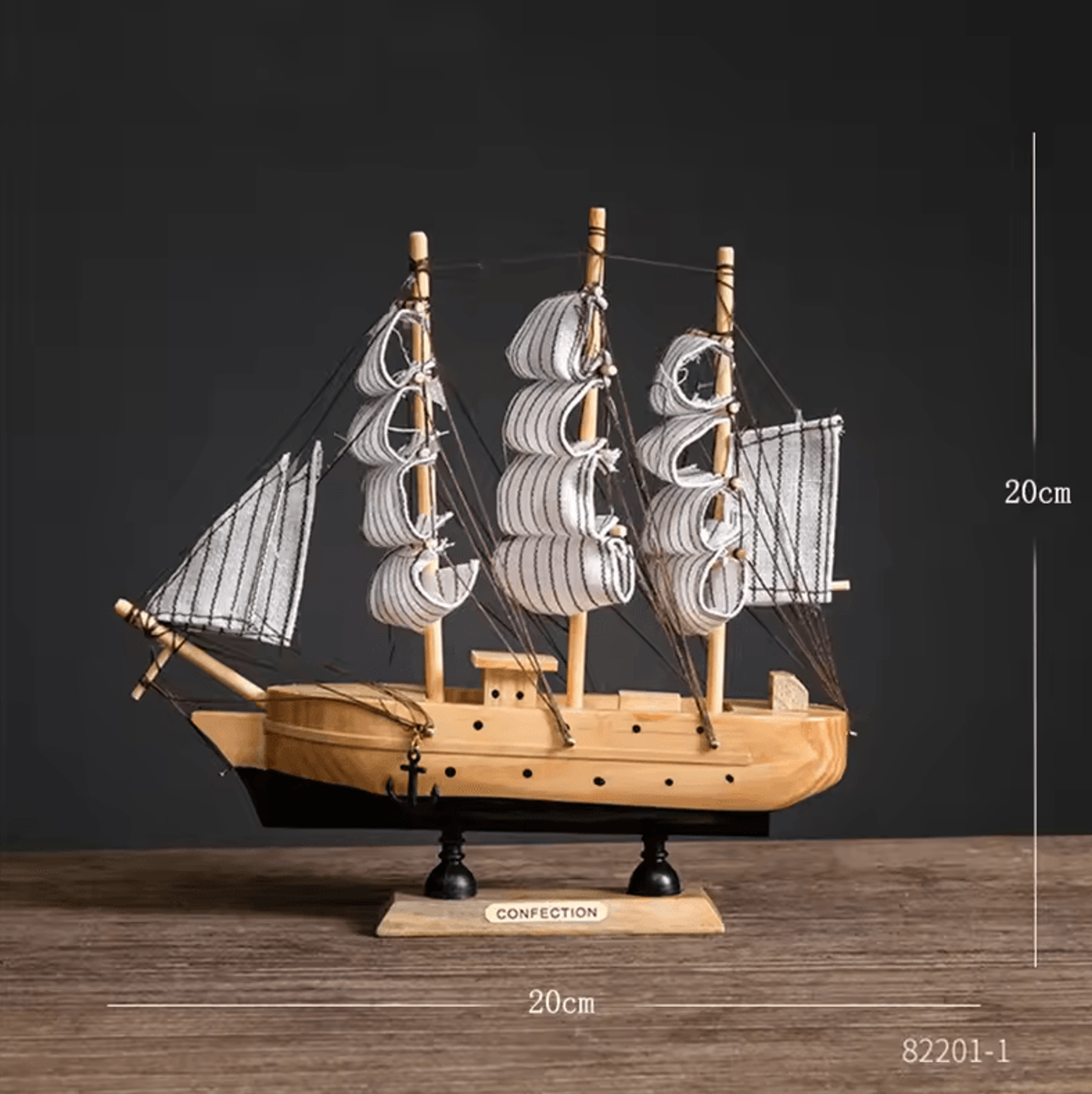 Mediterranean Wooden Sailboat Model  Vintage Nautical Desk Decor  Coastal Home Accent 1