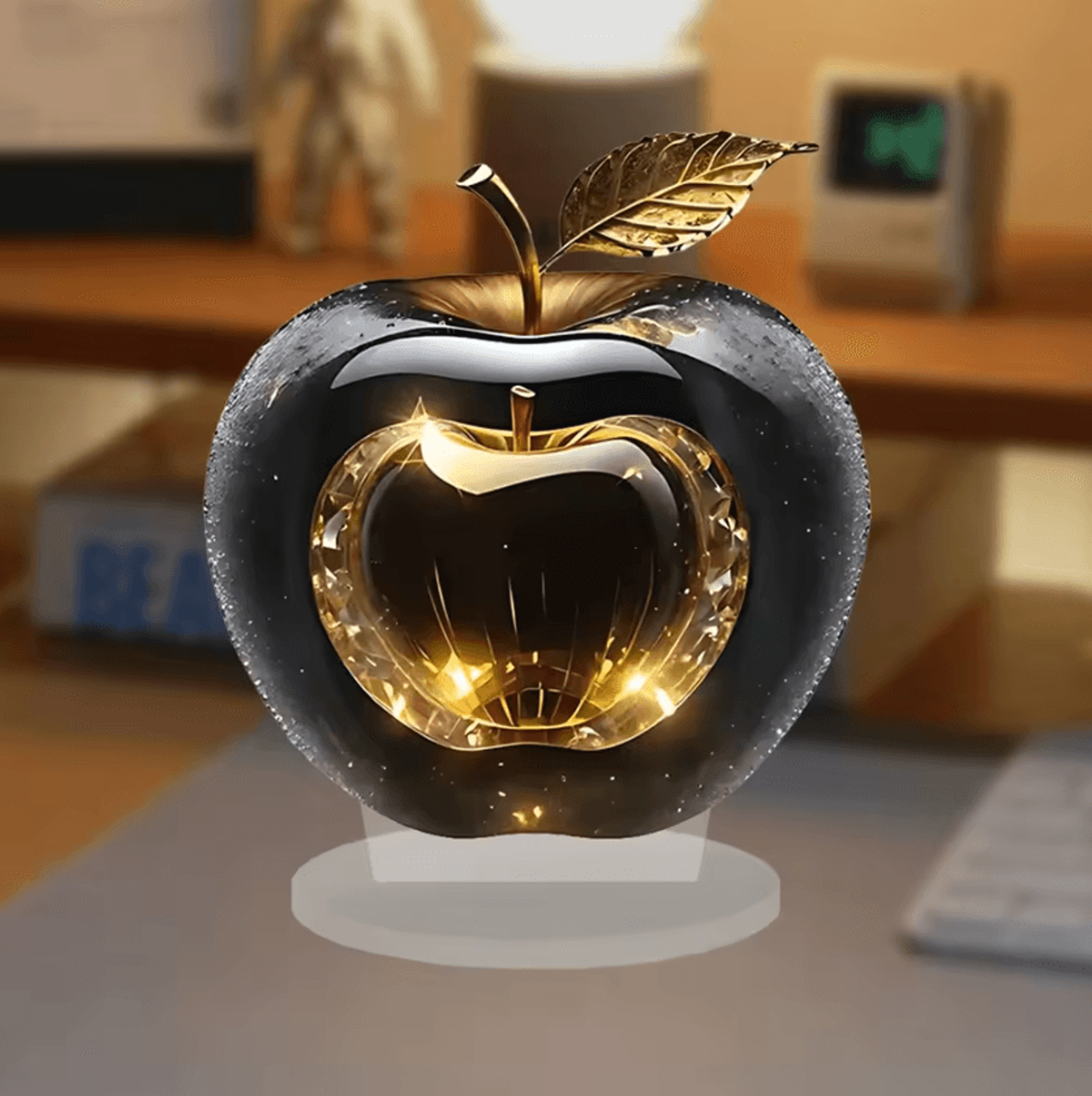 Clear Crystal Apple Figurine Paperweight  Elegant Glass Desk Decor  Collectible Ornament 11