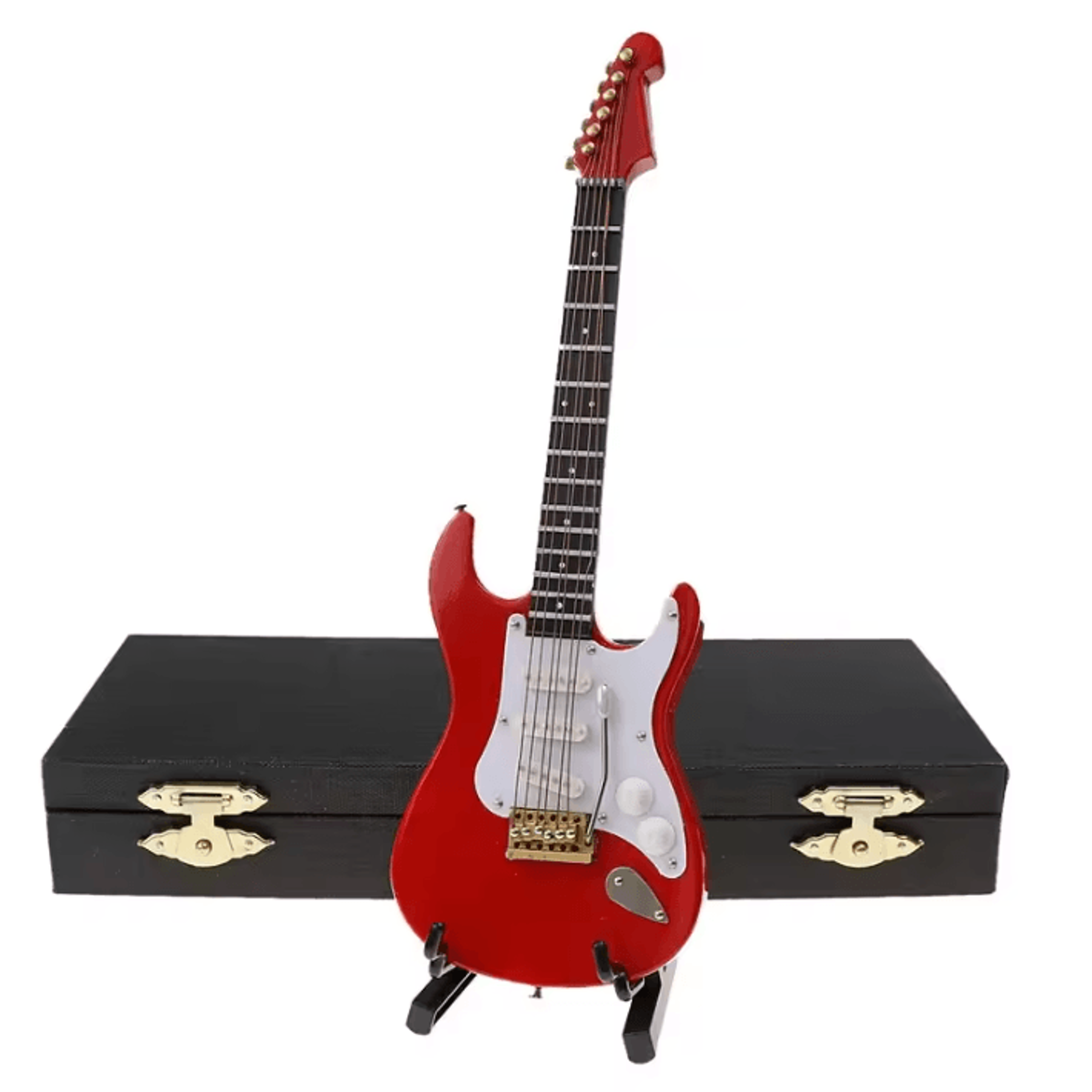 Mini Wooden Guitar Ornament Set  Decorative Musical Instrument Models With Stand 3