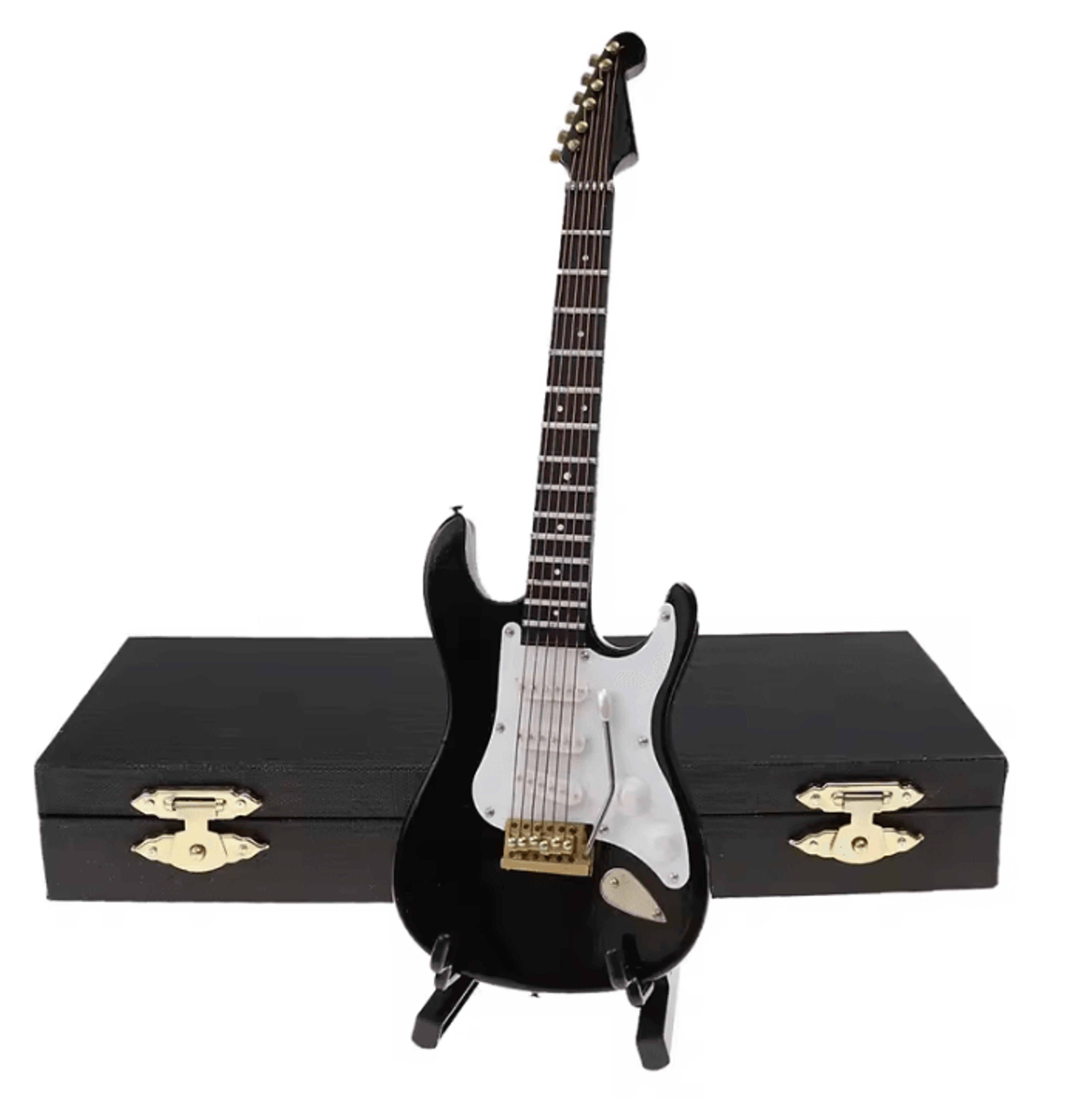 Mini Wooden Guitar Ornament Set  Decorative Musical Instrument Models With Stand 4