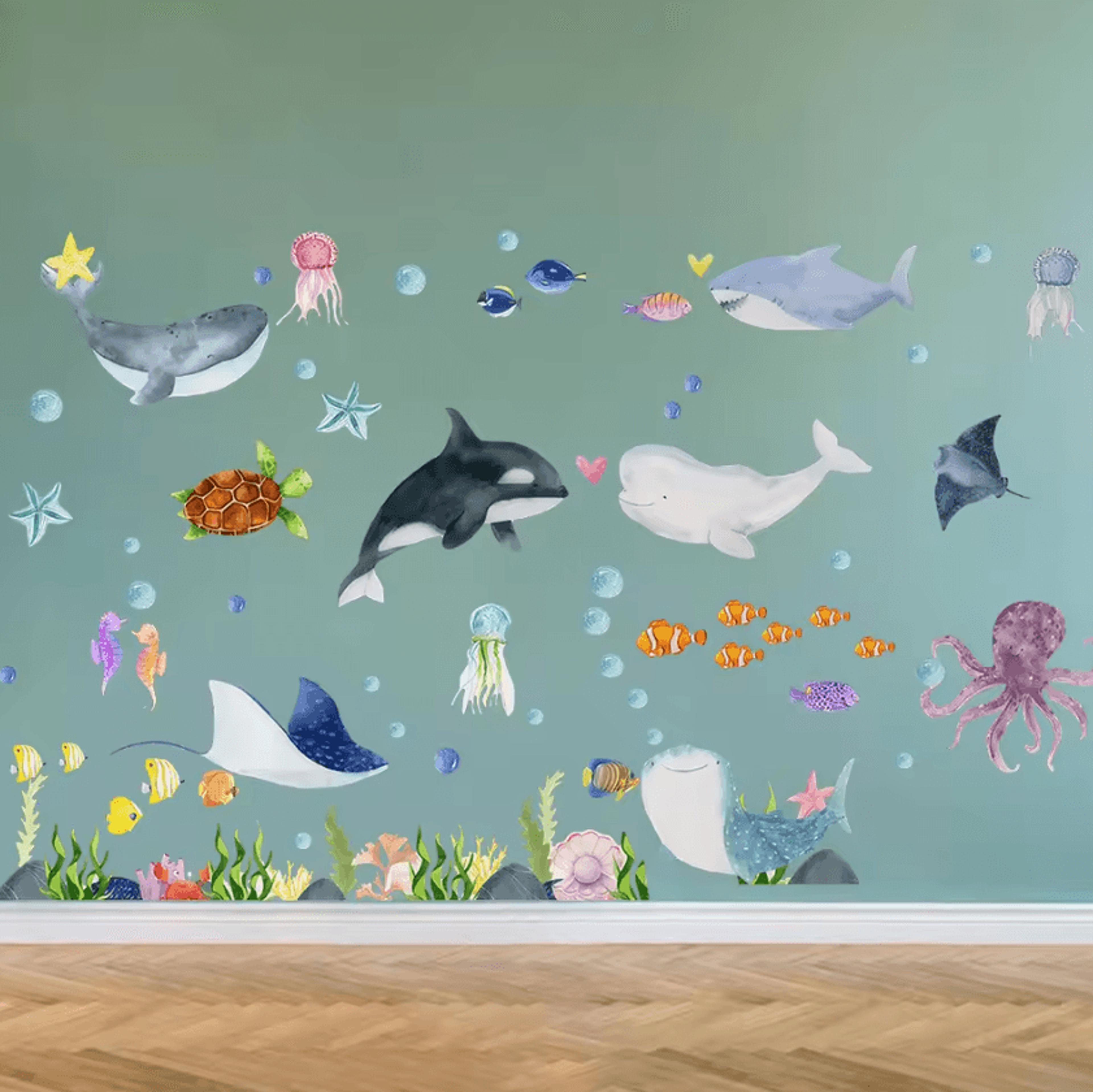 Ocean Animals Wall Stickers  Undersea Nursery Wall Decals For Kids Room 1