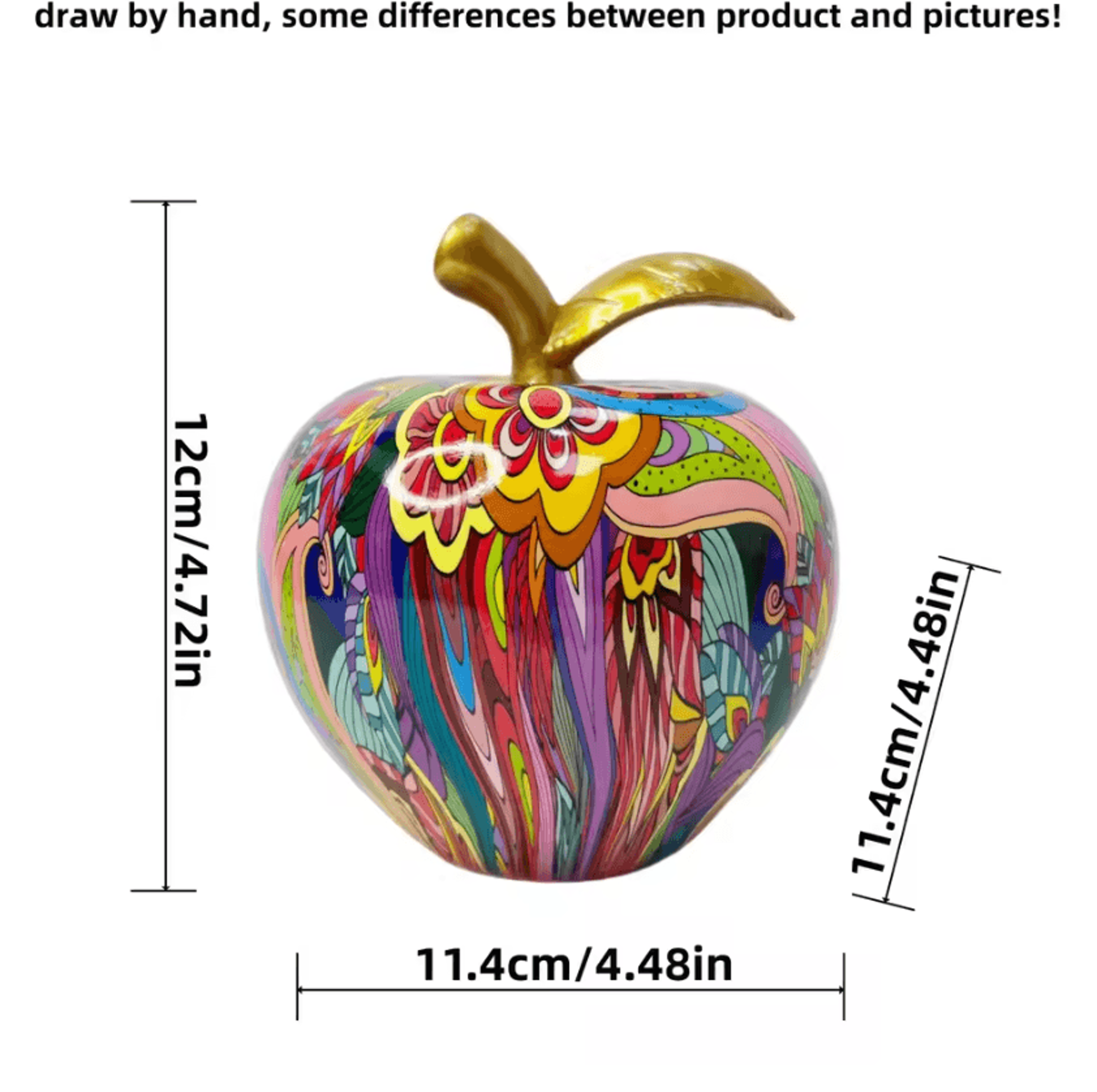 Colorful Abstract Apple Sculpture  Modern Resin Floral Art Decor 2