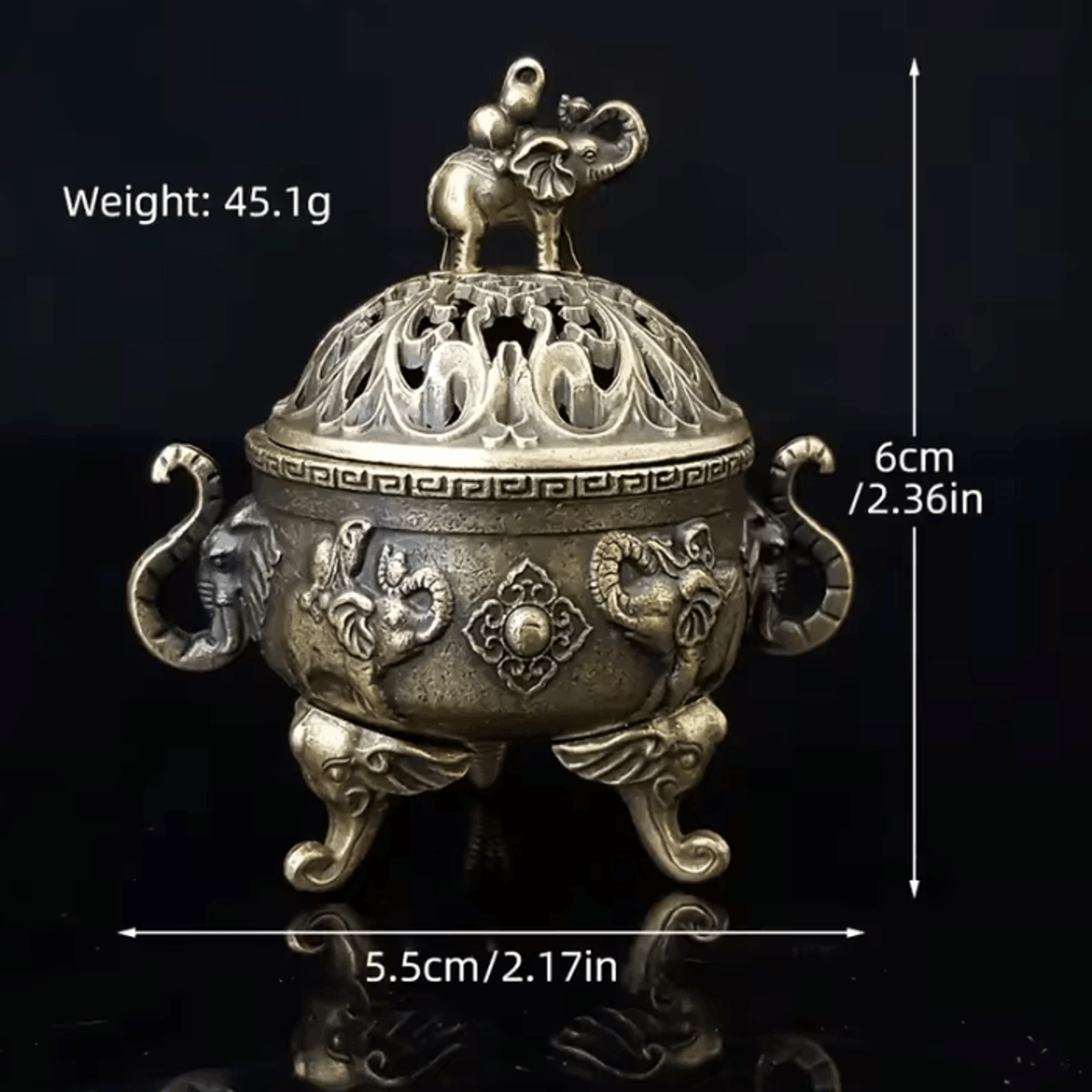 Elephant TripleLegged Incense Burner  Metal Aromatherapy Decor Ornament 1