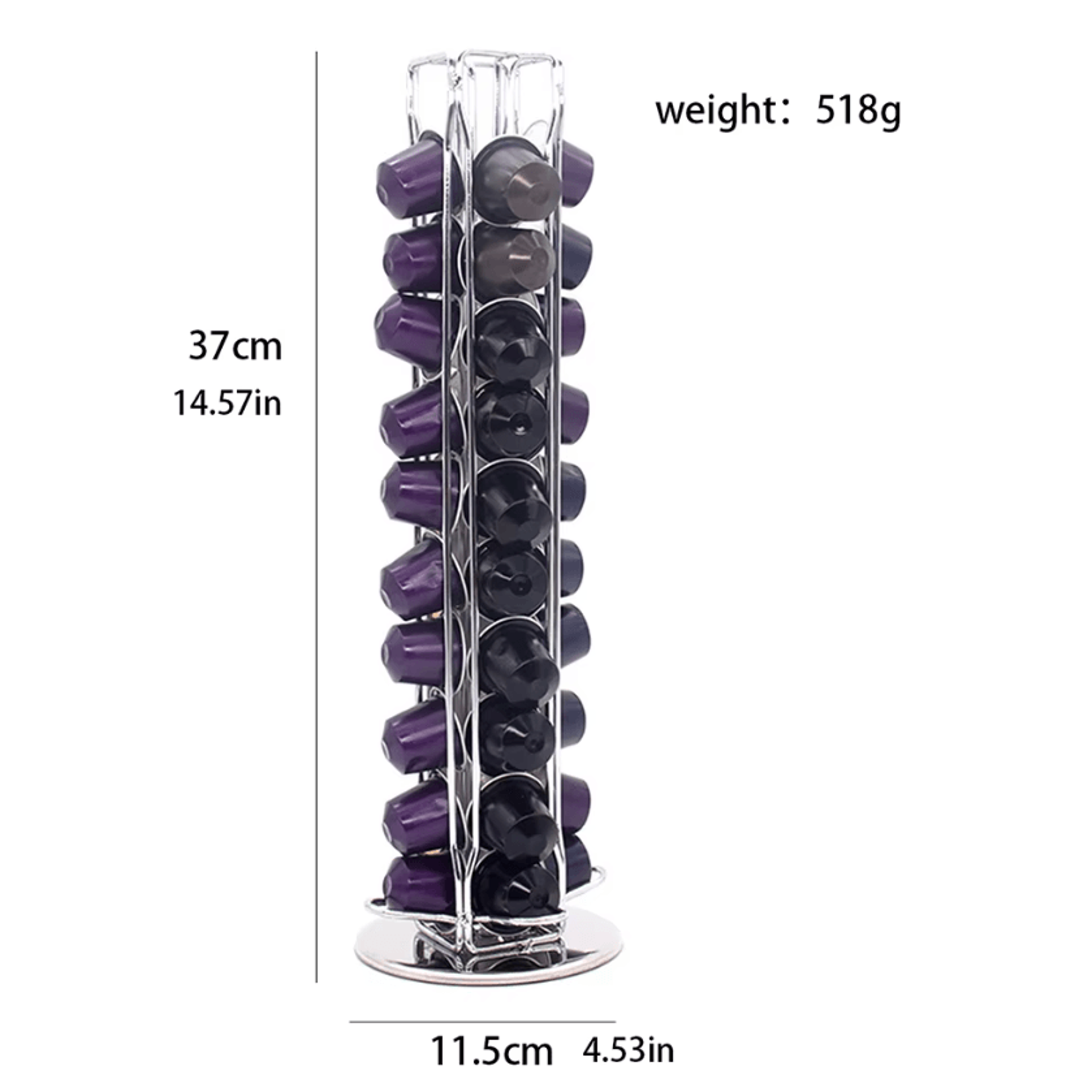 360 Rotating Coffee Capsule Holder  40 Pod Silver Storage Rack For Coffee Stations 2