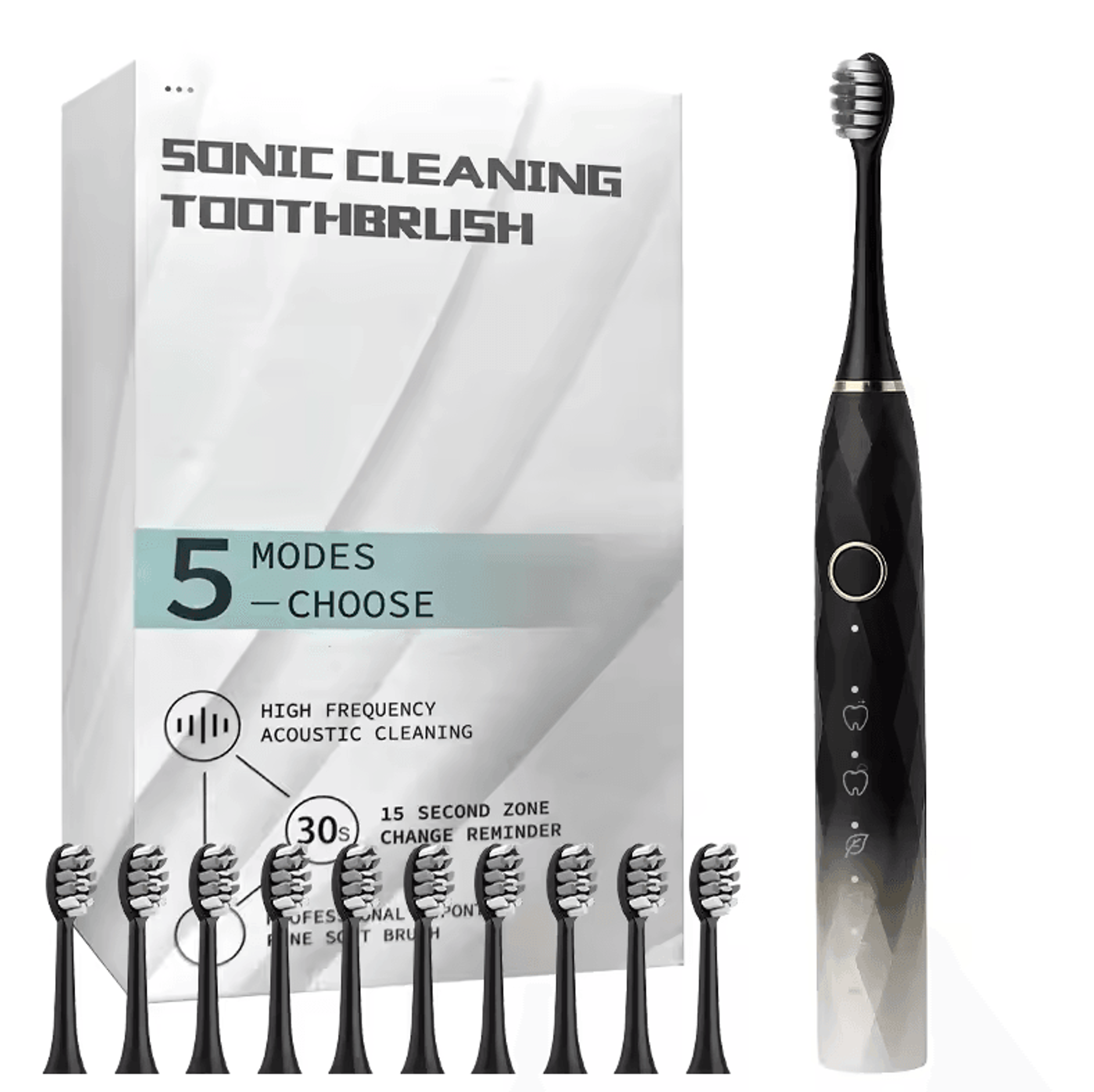 Ultra Clean Rotary Electric Toothbrush Set  Waterproof Rechargeable Brush With 10 Replacement Heads 3