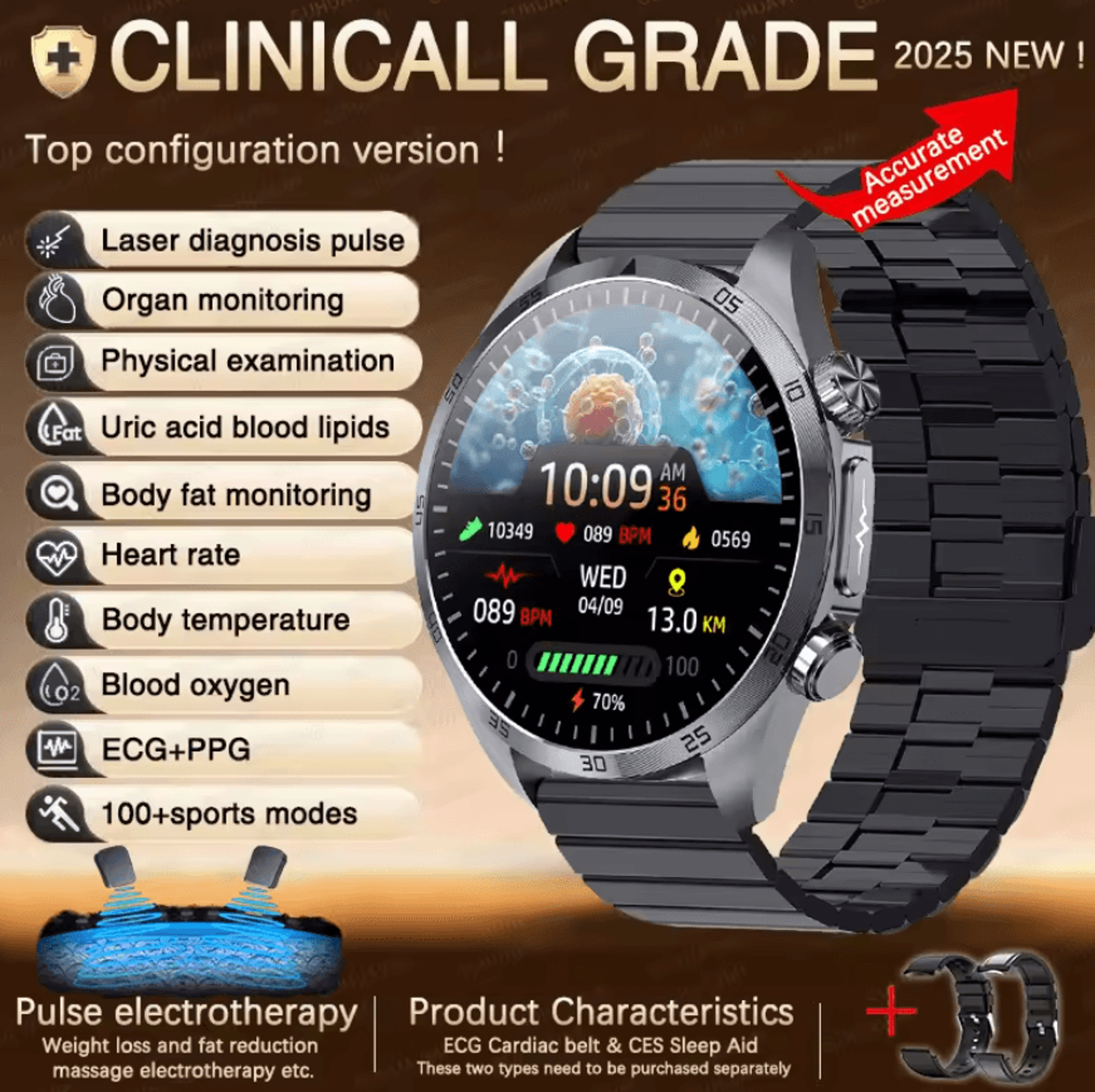 Advanced AI Health Smartwatch With ECG PPG Uric Acid  Blood Lipid Monitoring 8