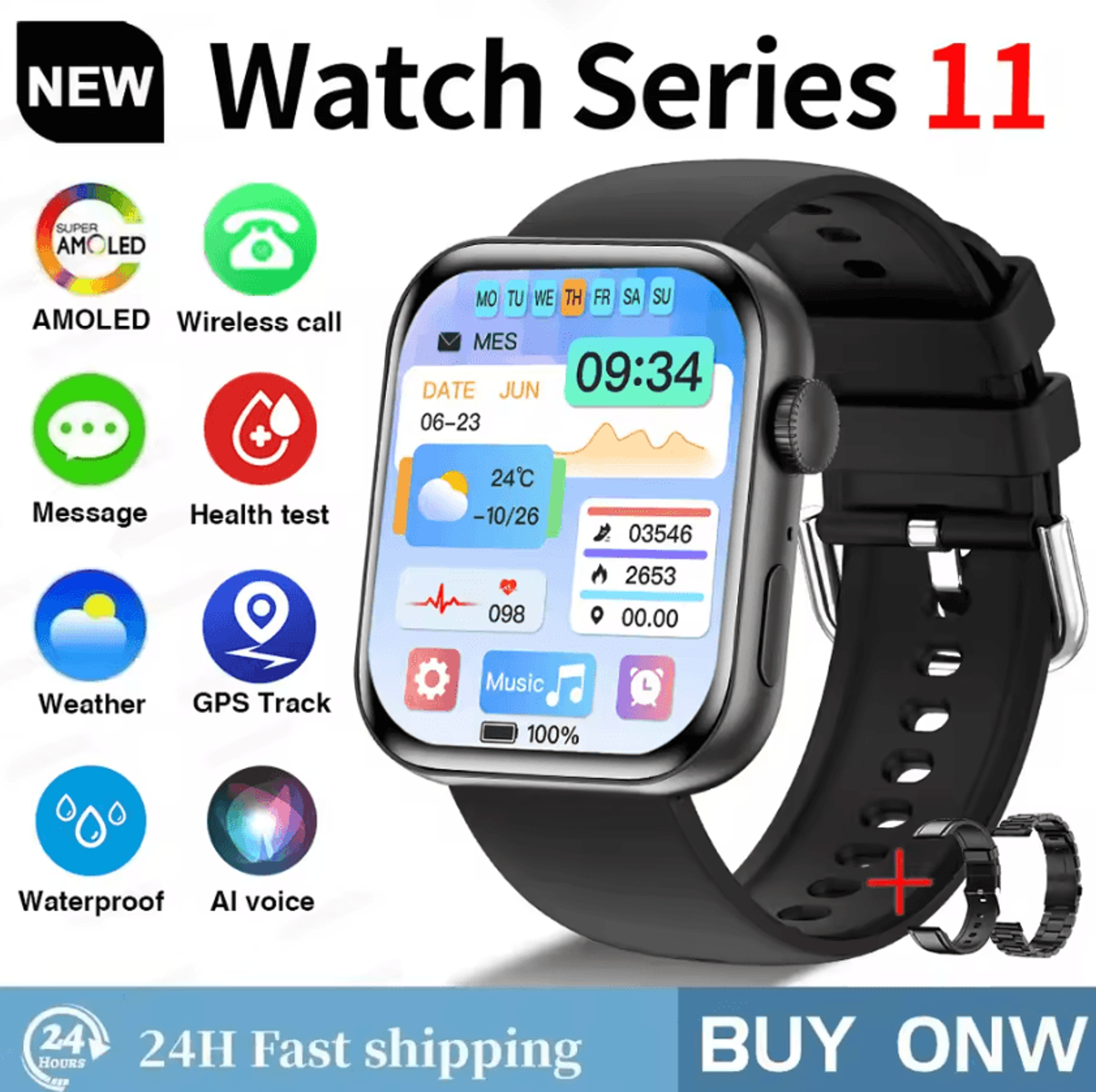 S11 AMOLED GPS Smartwatch With Bluetooth Call Waterproof  Sports Tracking 10