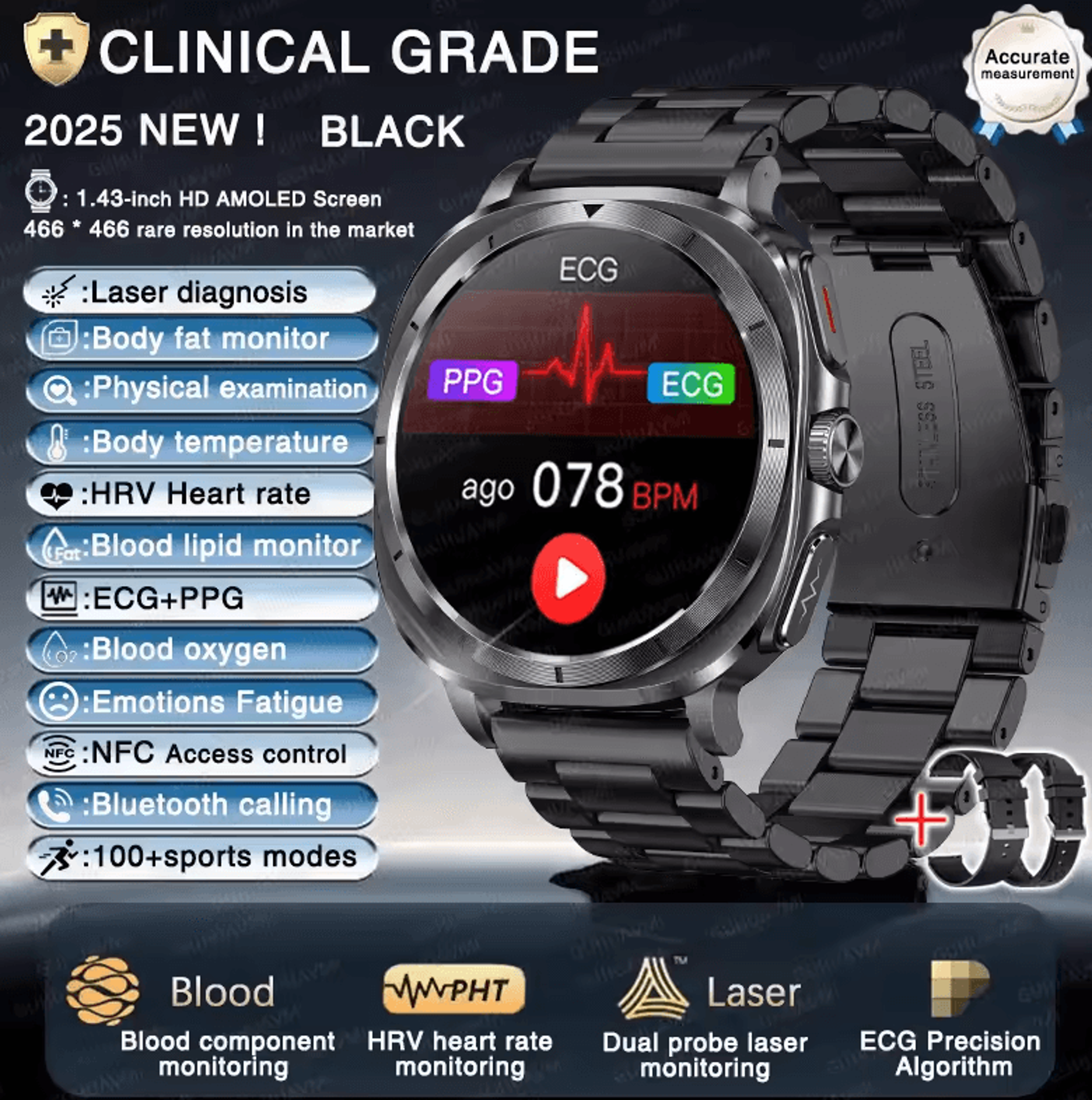 VitalTrack Pro ECG Smartwatch With Blood Pressure  Body Health Monitoring 7