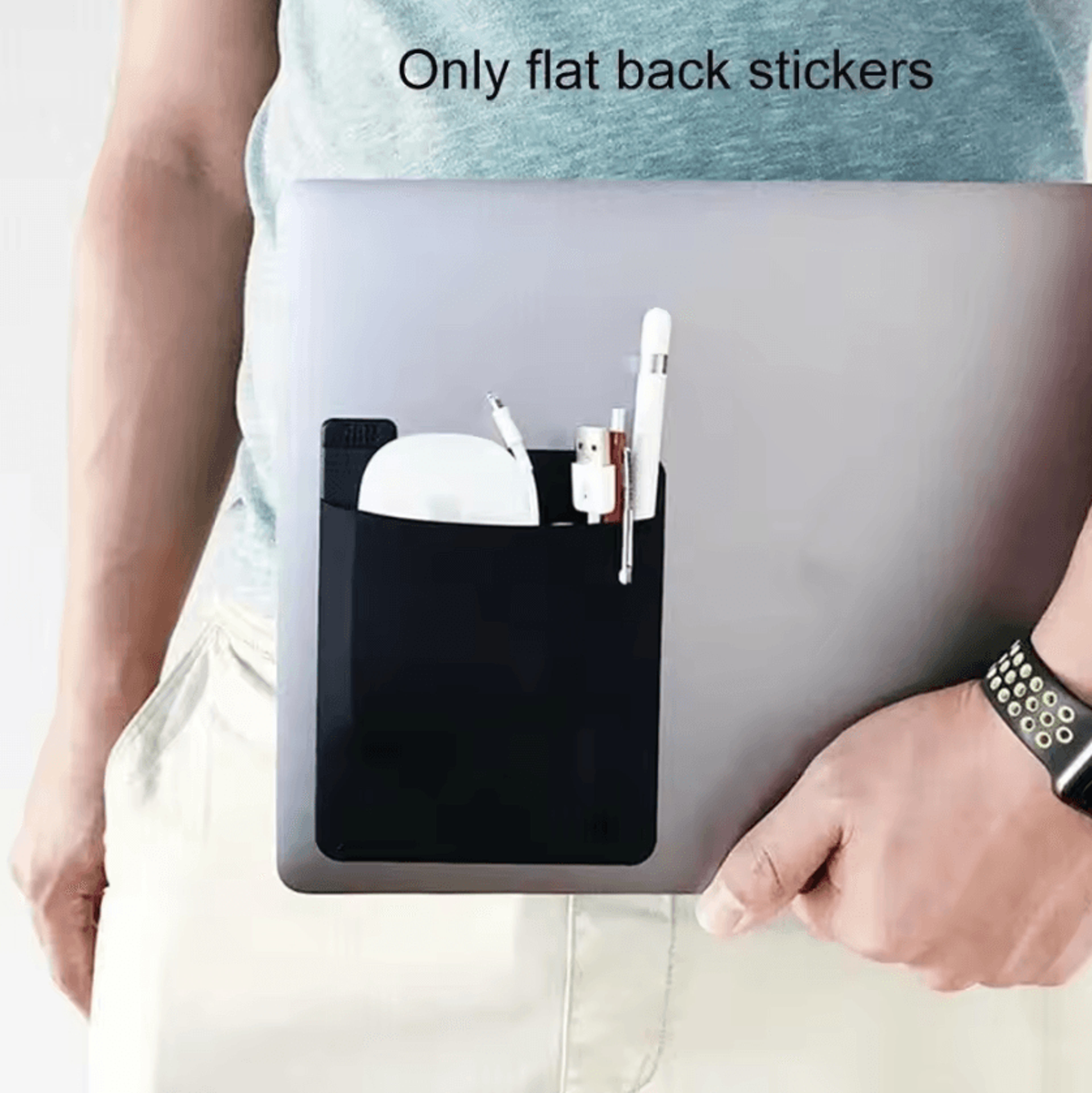Adhesive Laptop Storage Pouch  StickOn Mouse  Hard Drive Organizer Sleeve 2
