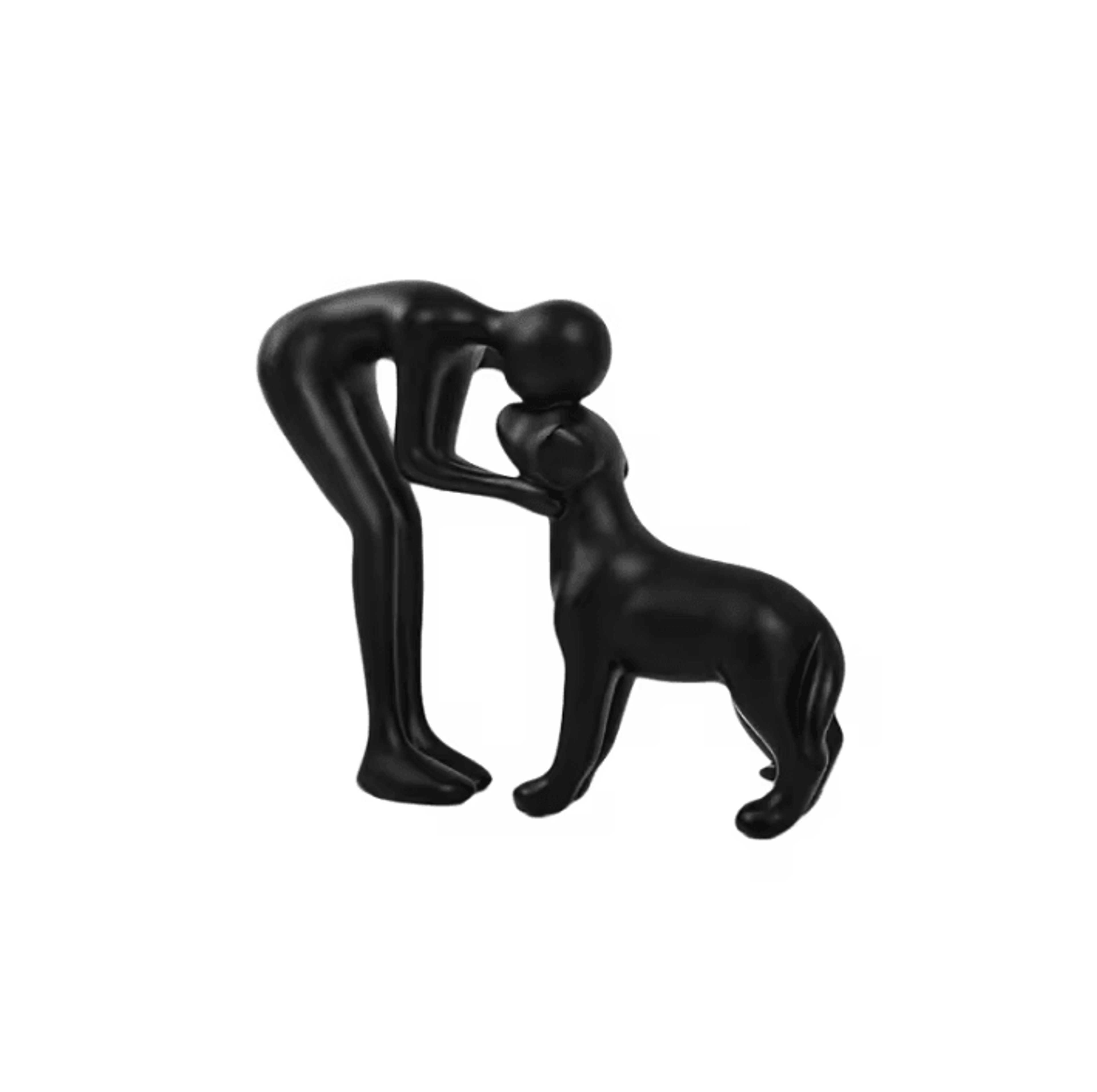 Elegant Black Dog  Owner Sculpture  Minimalist Resin Pet Lover Decor 4