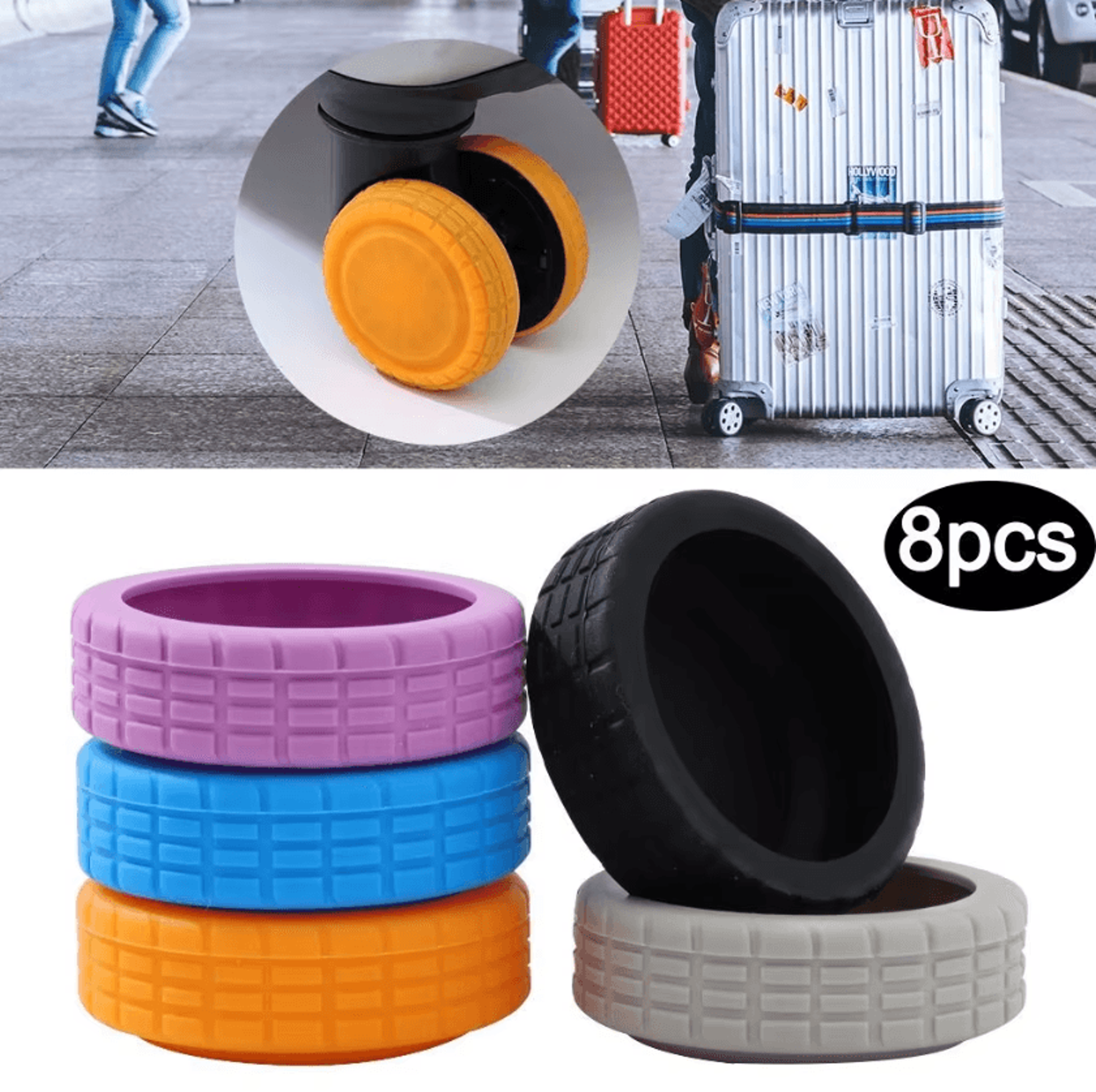 Silent Silicone Luggage Wheel Covers  AntiWear Protective Travel Accessories 1