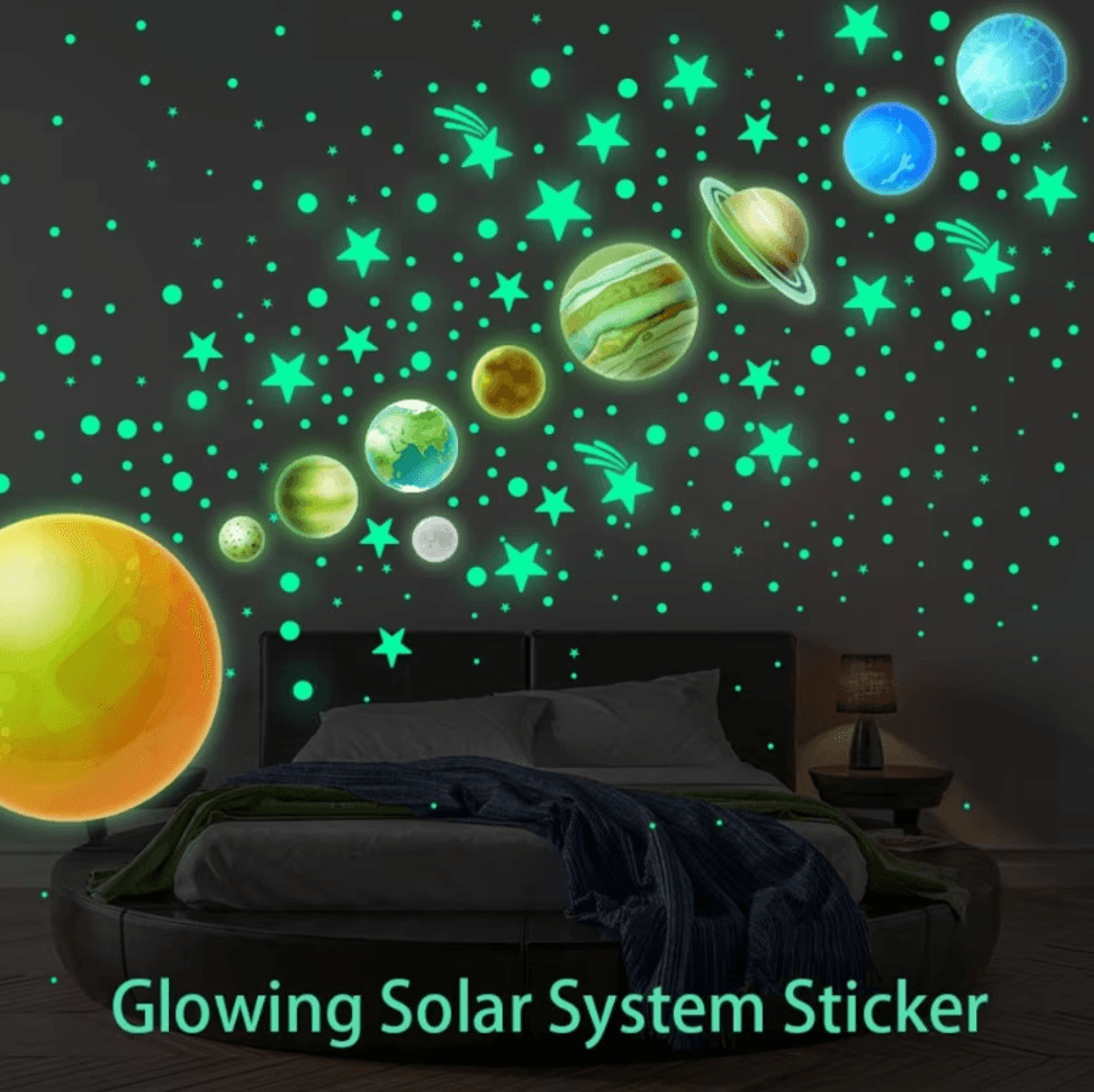 GlowintheDark Star  Planet Wall Stickers  DIY Luminous PVC Room Decor 1