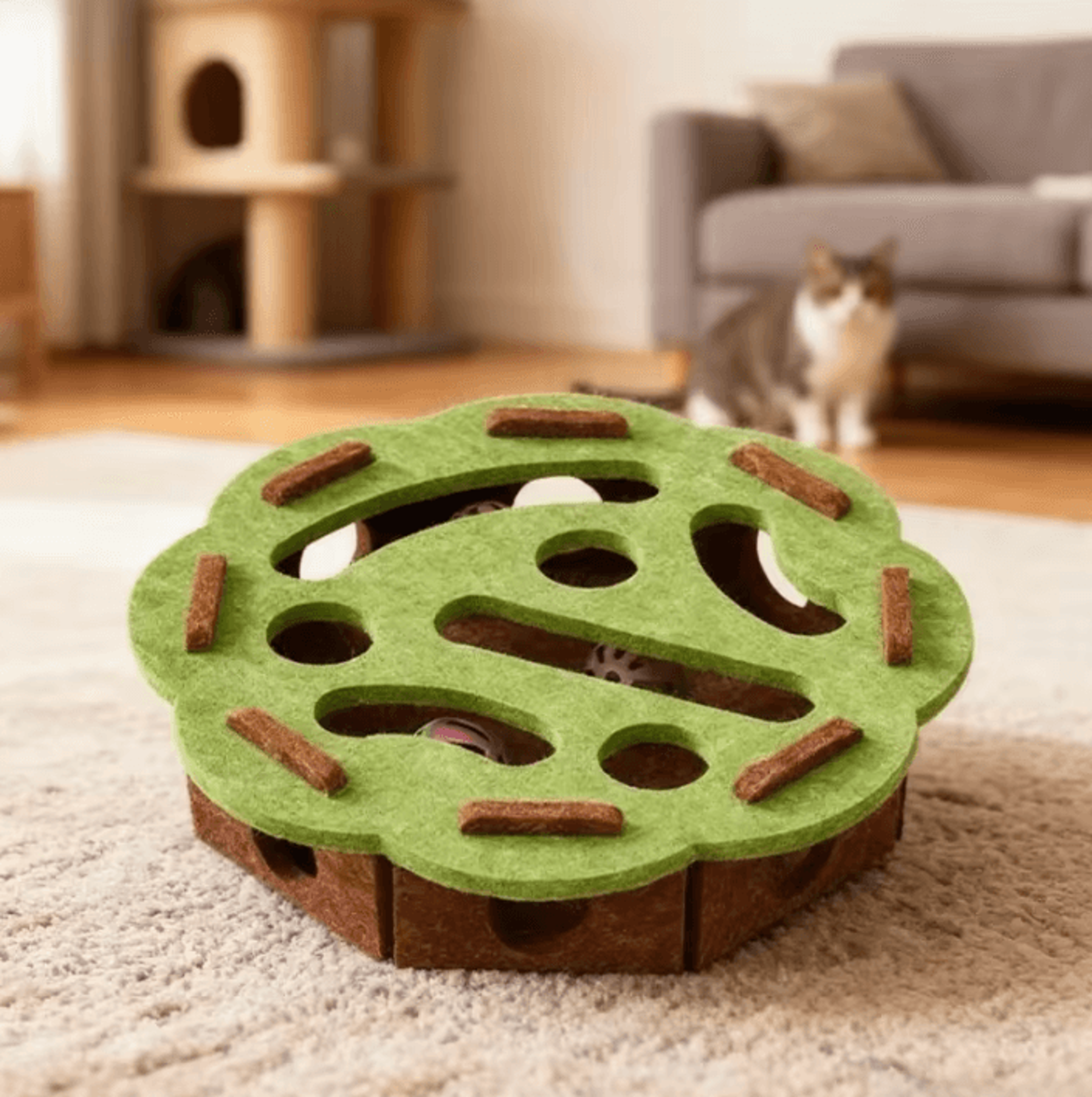 HuntNest Interactive Felt Cat Tunnel Puzzle Toy With Ball 6