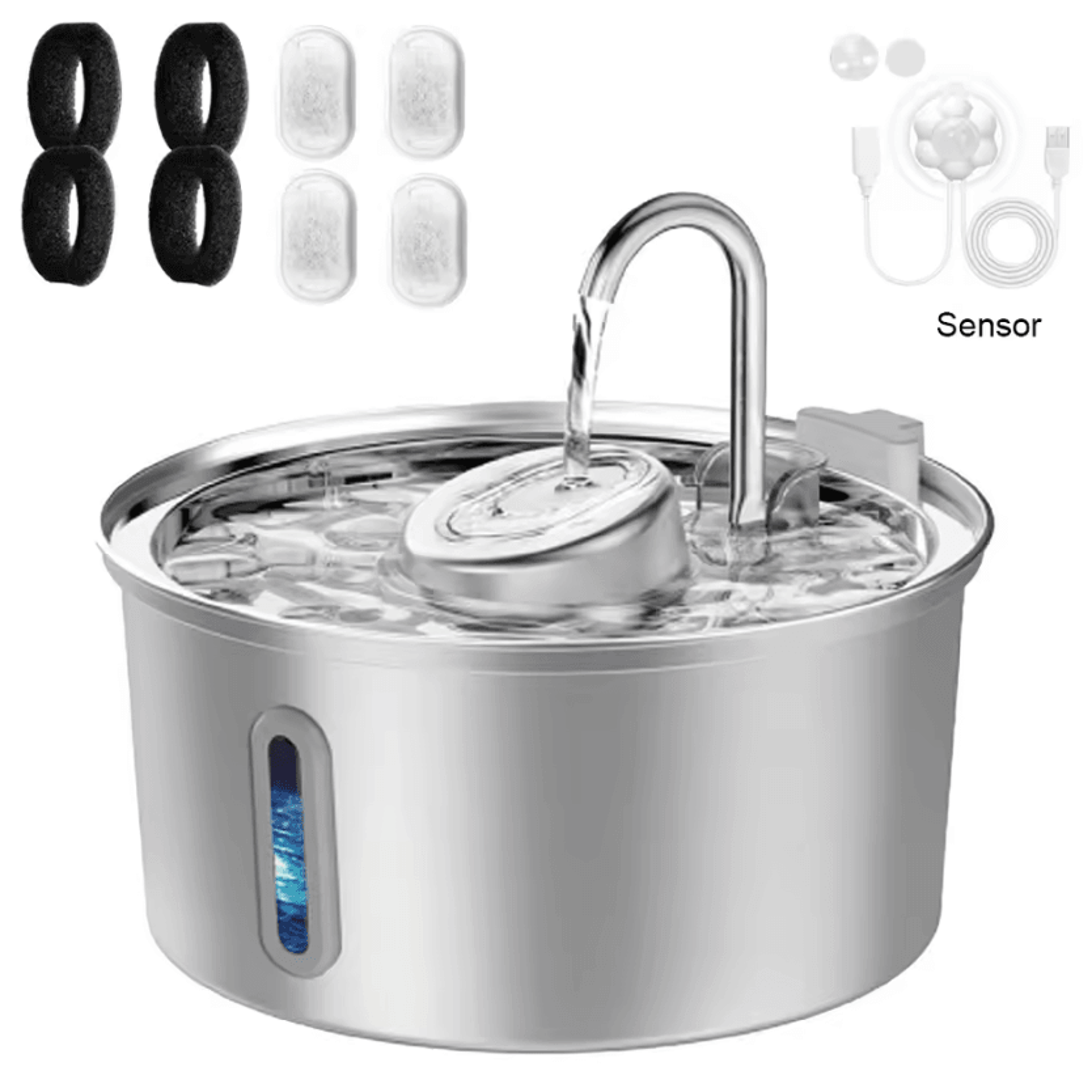 PureFlow 32L Stainless Steel Pet Water Fountain  Automatic Filtered Drinking Station For Cats  Dogs 4