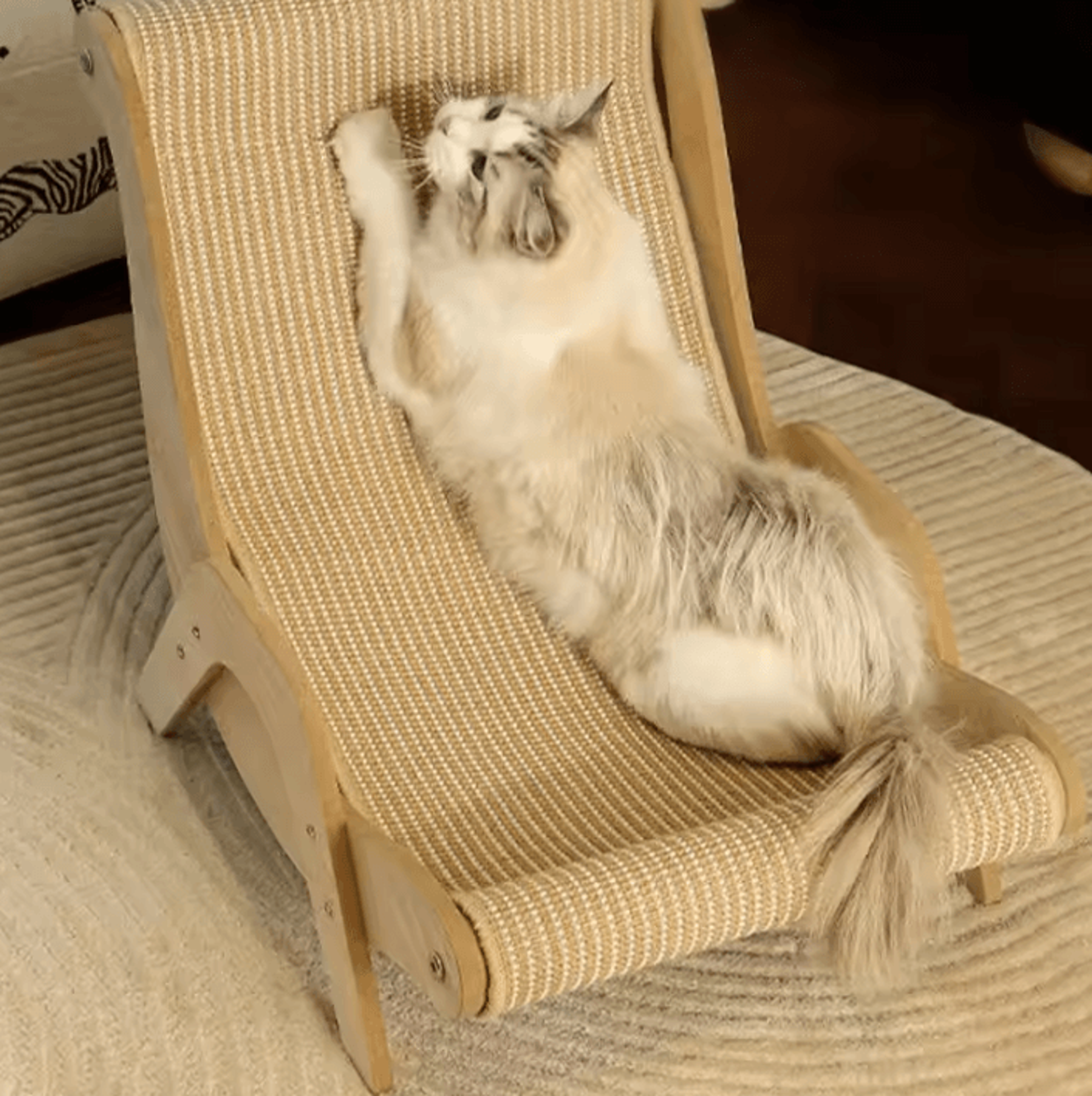 Sisal Wooden Cat Lounge Scratcher Chair For Indoor Cats 2
