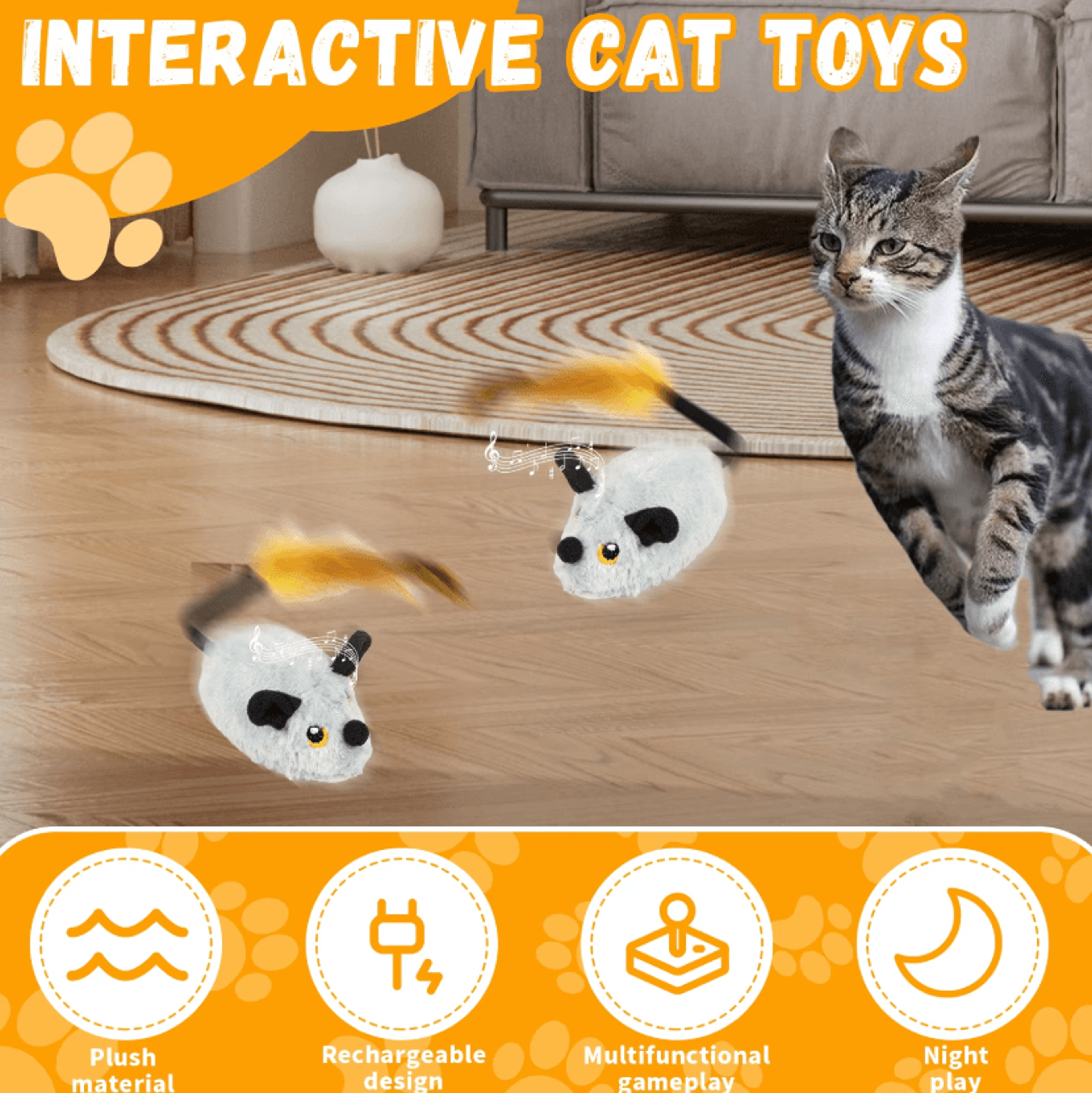 SmartChase Rechargeable Interactive Mouse Cat Toy 1