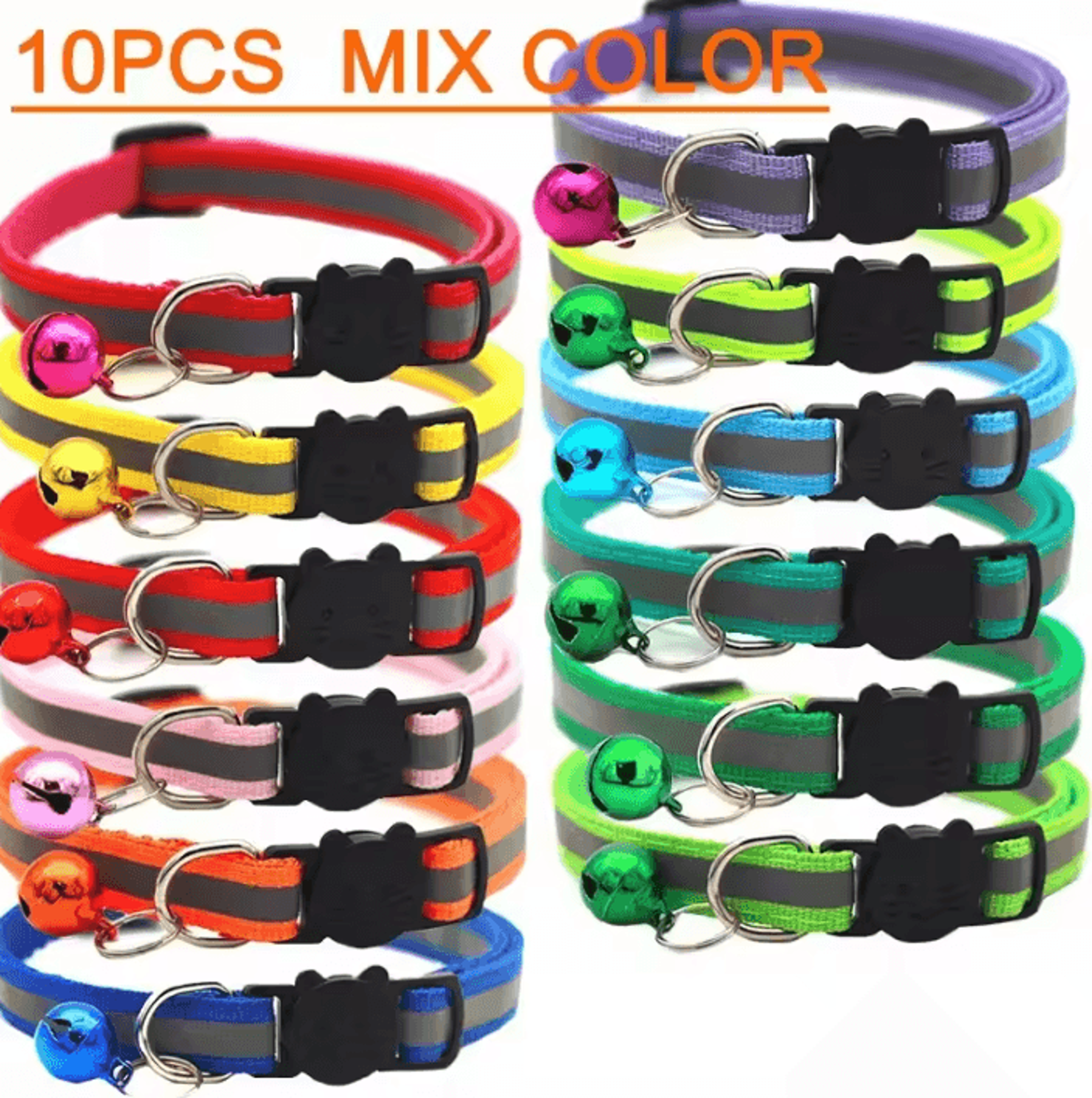 ColorPop Adjustable Cat  Kitten Collar Set With Bell 5