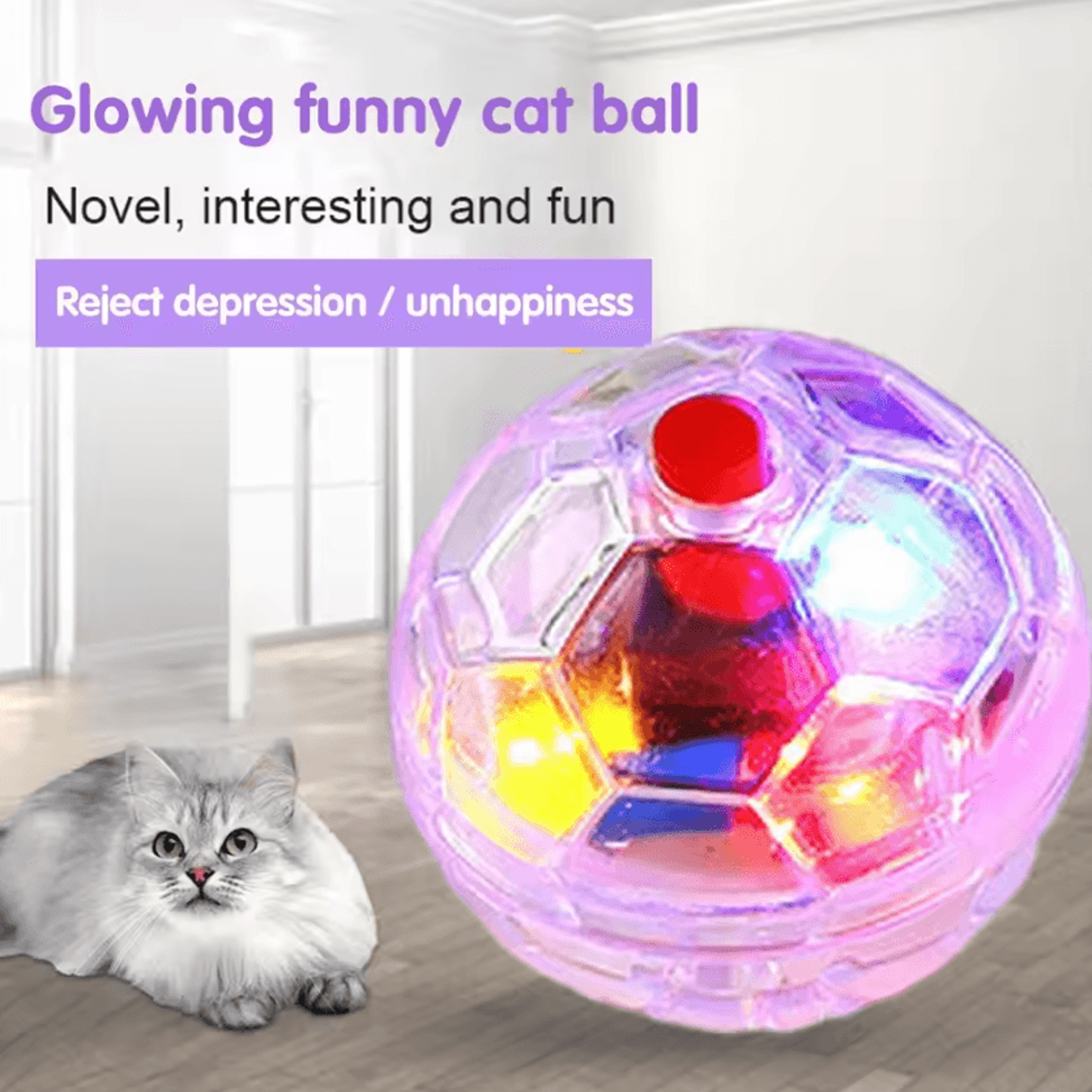 GlowChase Motion Activated LED Cat Ball 3