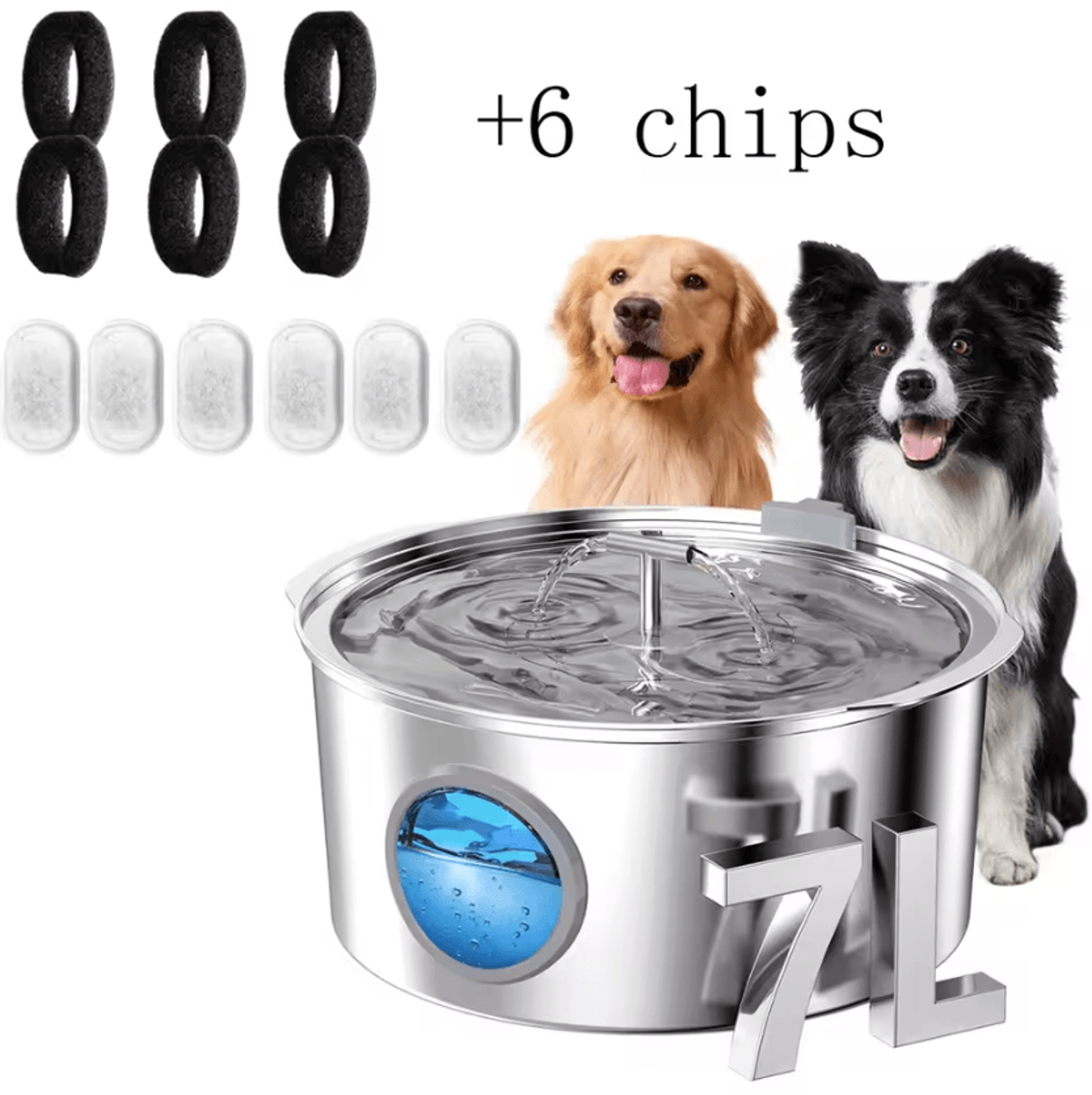 HydroMax 7L Stainless Steel Pet Water Fountain 7