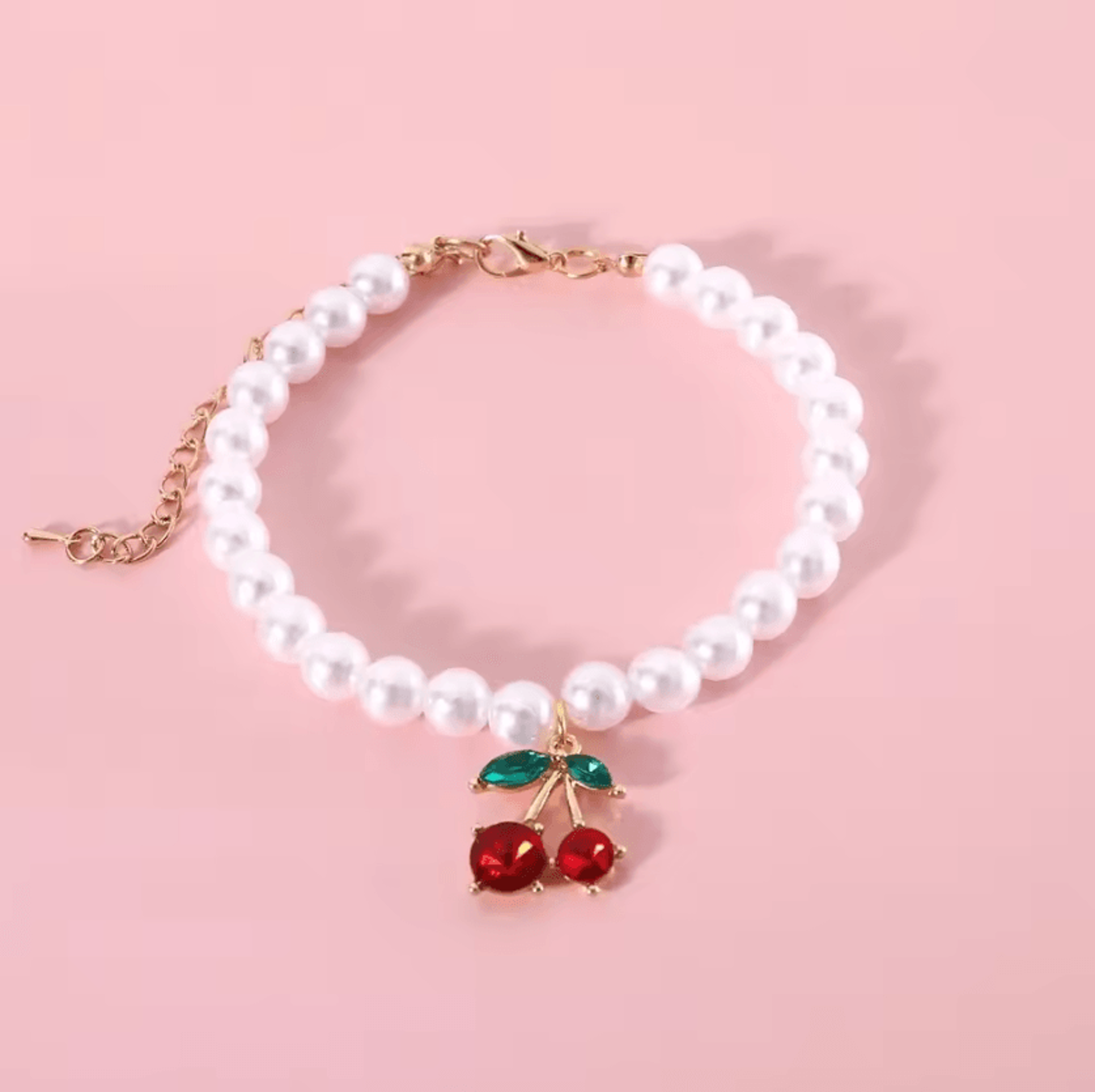Princess Pearl Cherry Bow Pet Necklace Collar 5