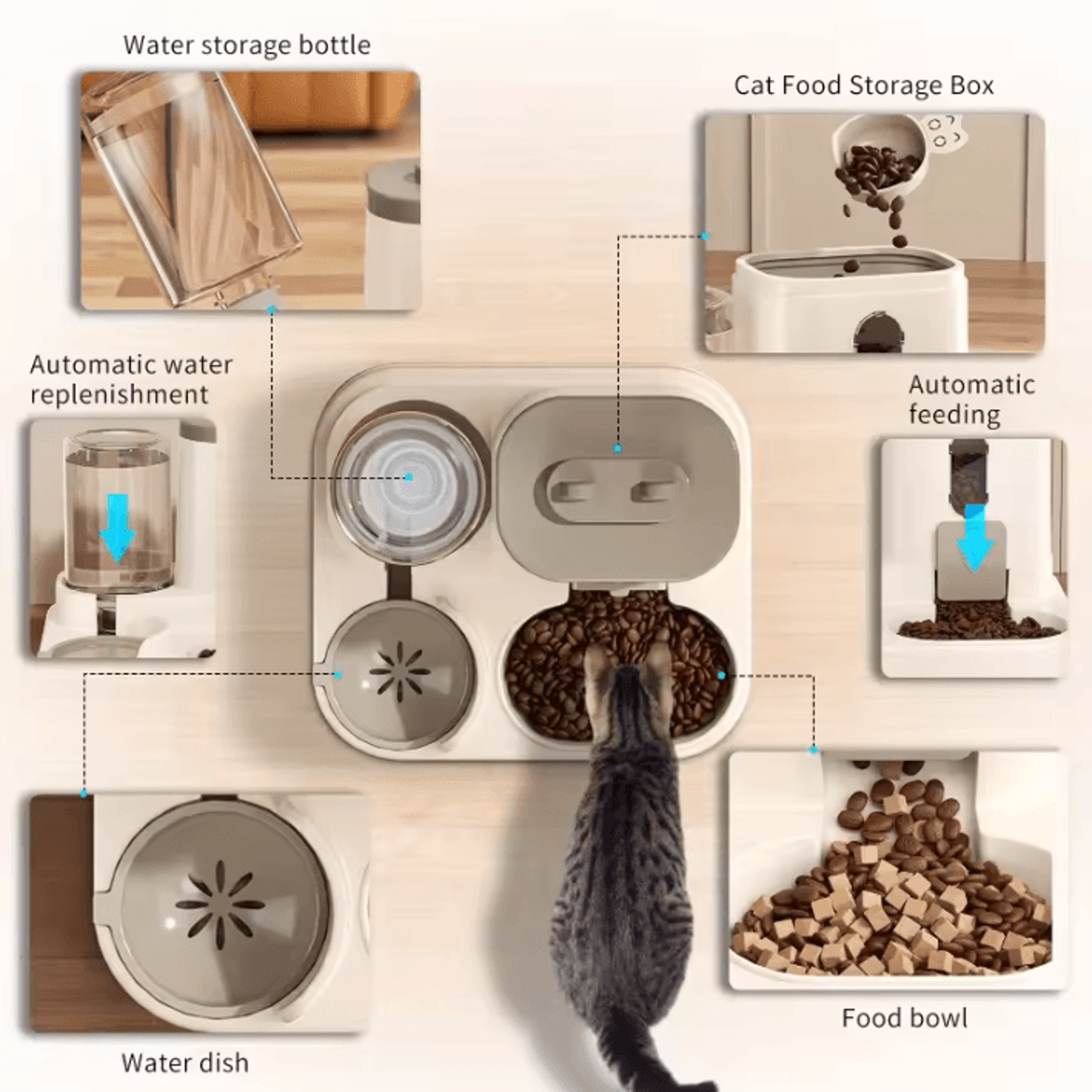 AquaServe Automatic Pet Feeder  Water Fountain Station 2