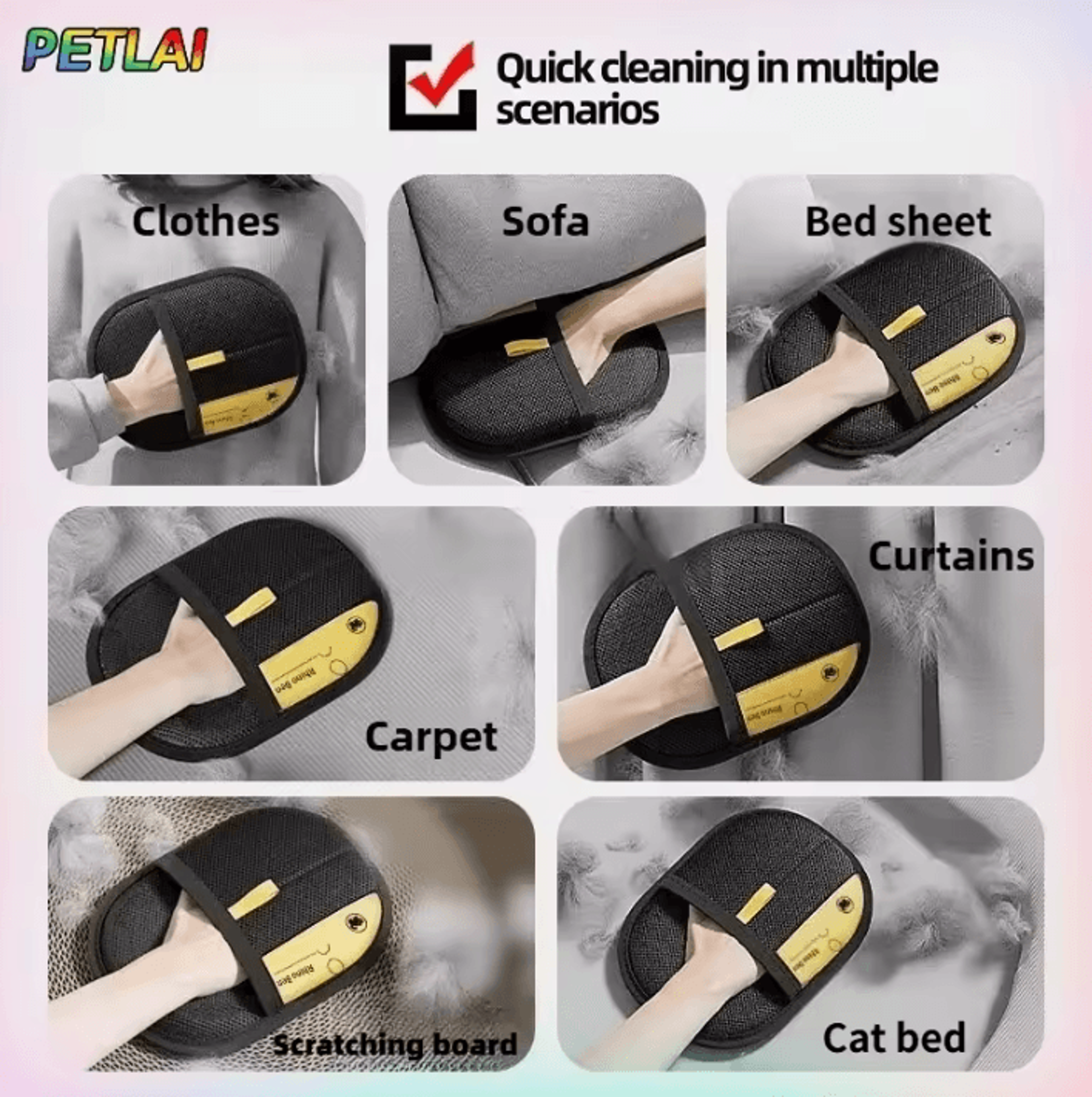 FurSweep Reusable Pet Hair Removal Grooming Gloves 3
