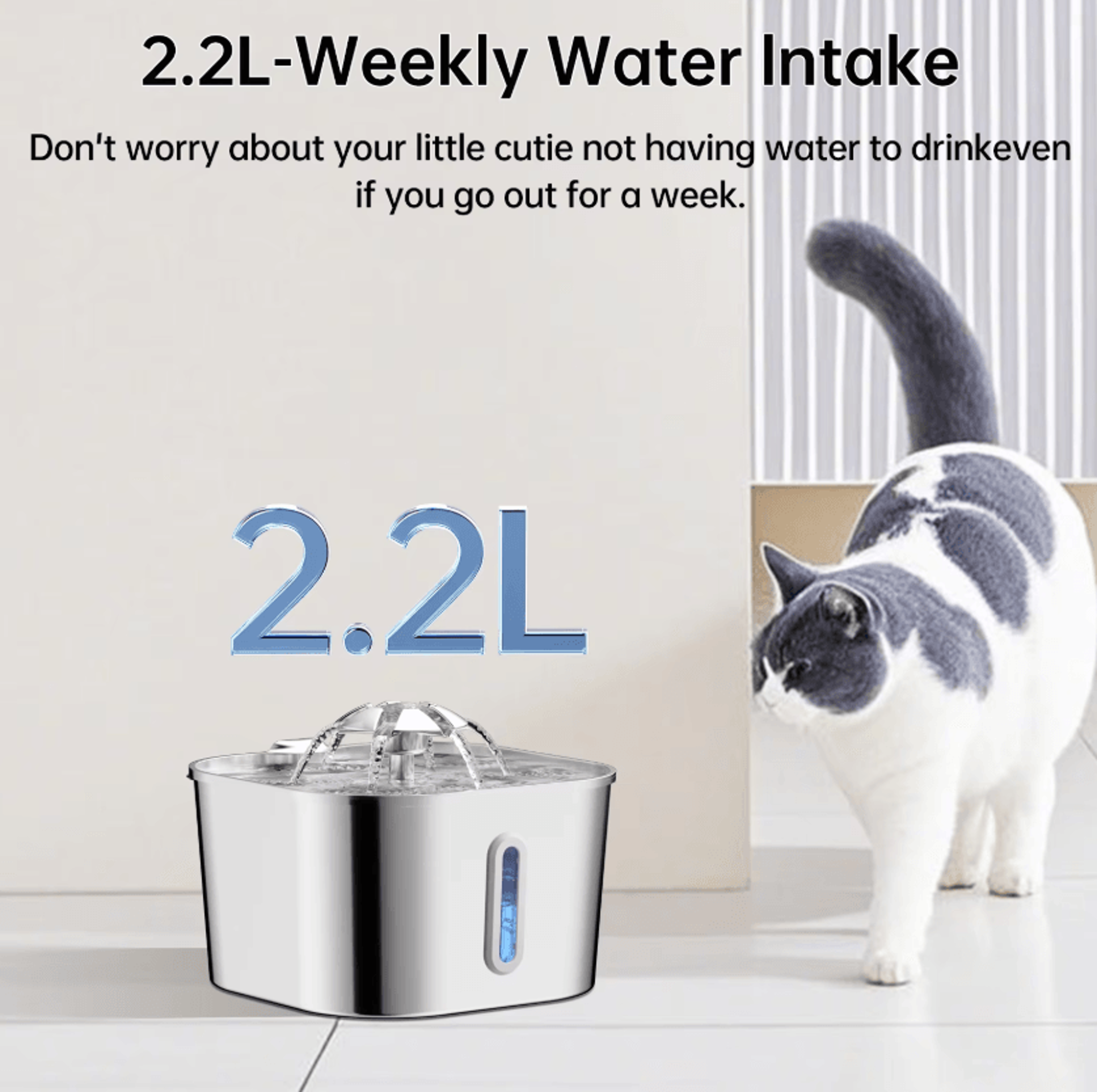 AquaFlow Stainless Steel Automatic Cat Water Fountain 1