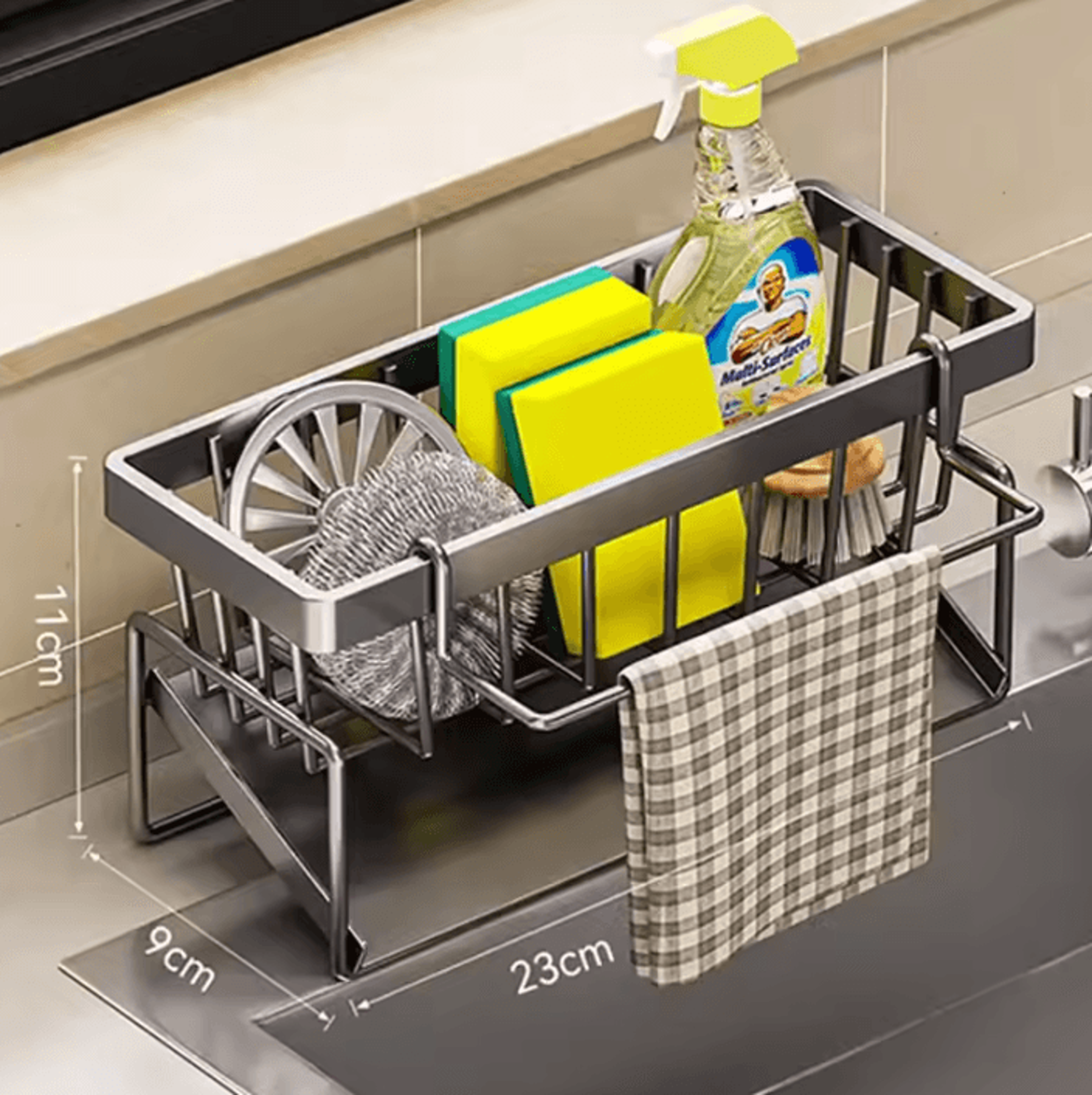 SinkMate Stainless Steel Sink Caddy Organizer  Kitchen Sponge Holder 6