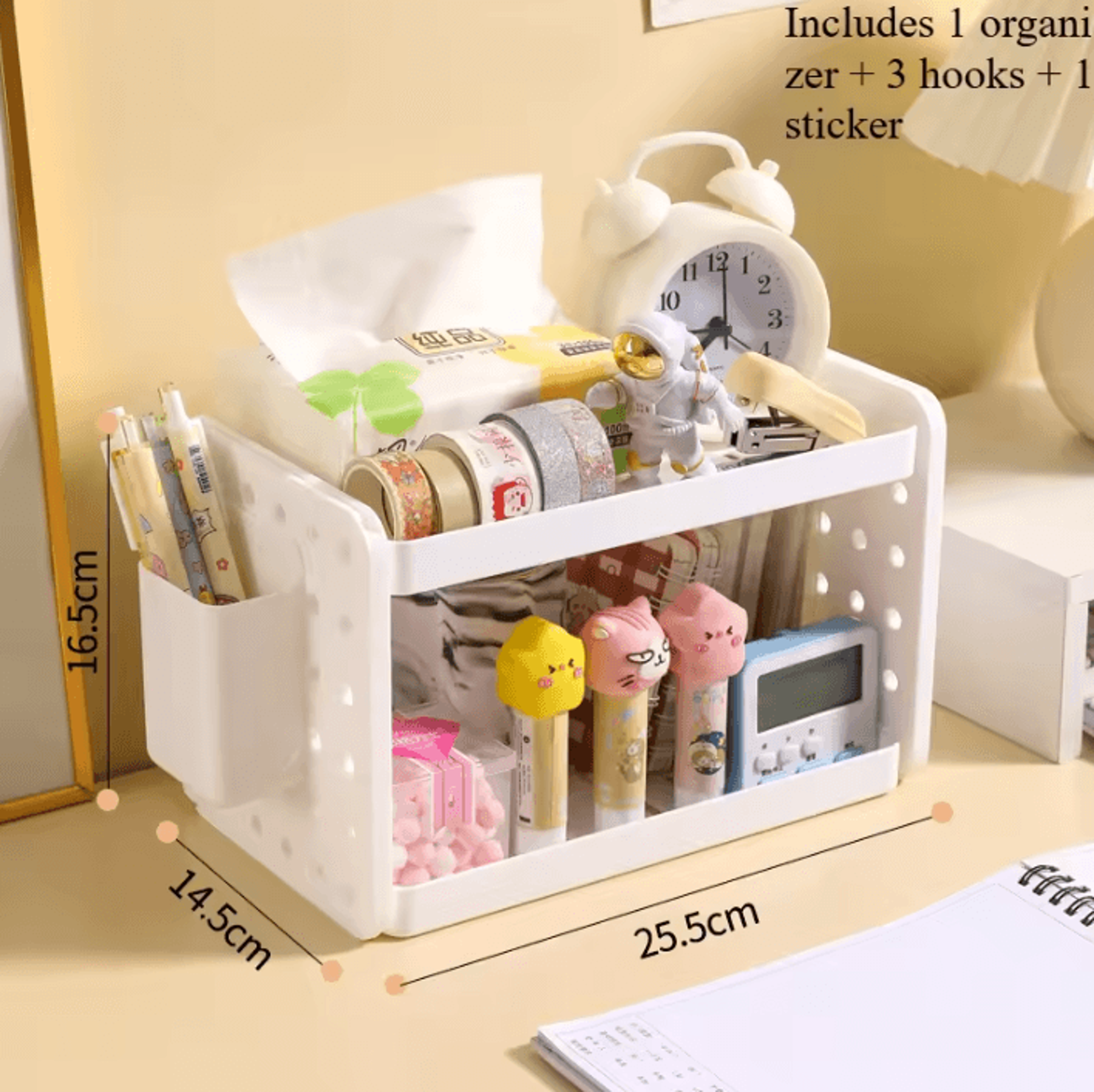 DeskHub 3Tier Desktop Organizer Shelf  Pegboard Office Storage Station 4