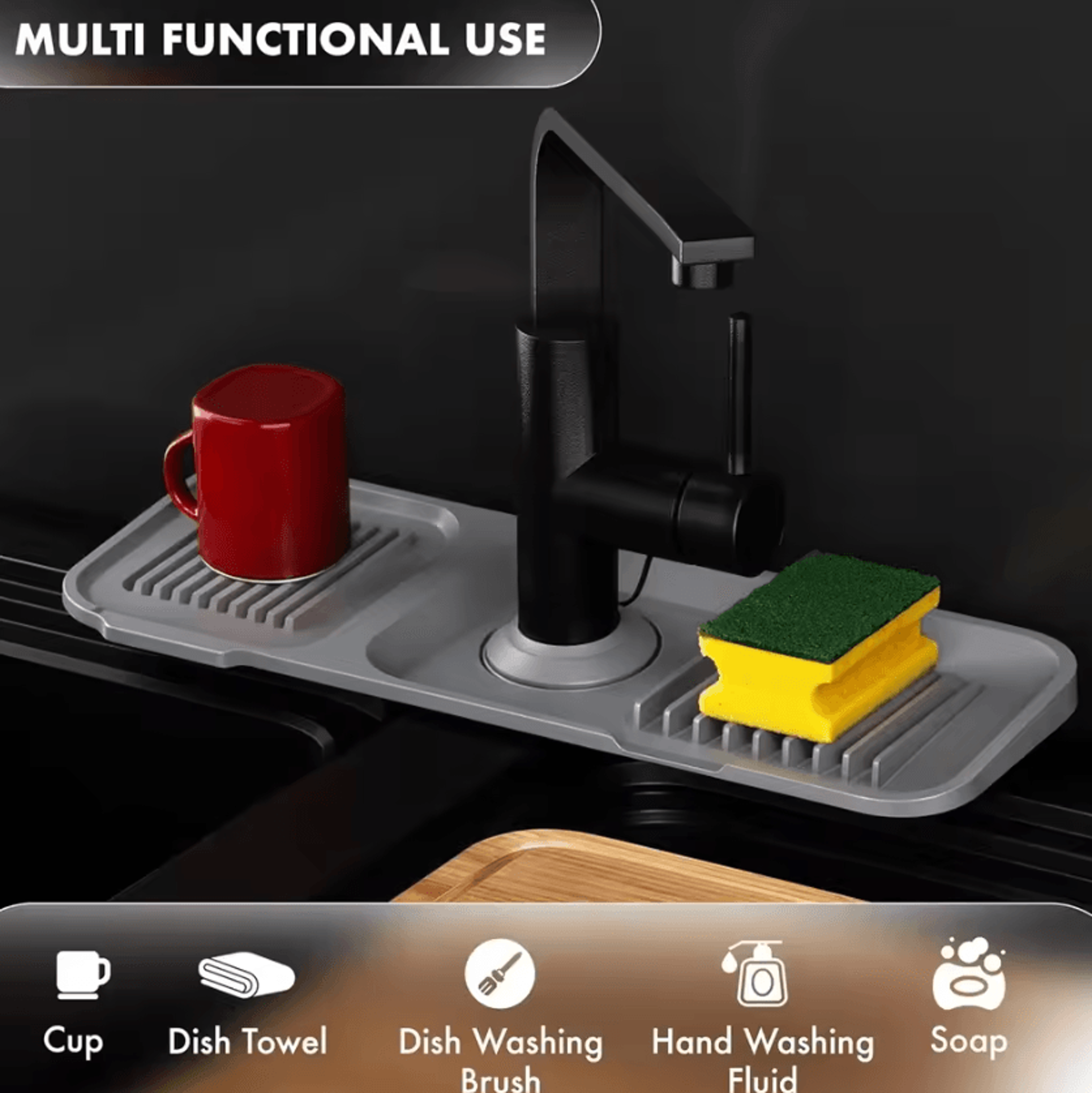 SplashGuard Pro Sink Splash Guard Mat  Faucet Drip Catcher Tray 1