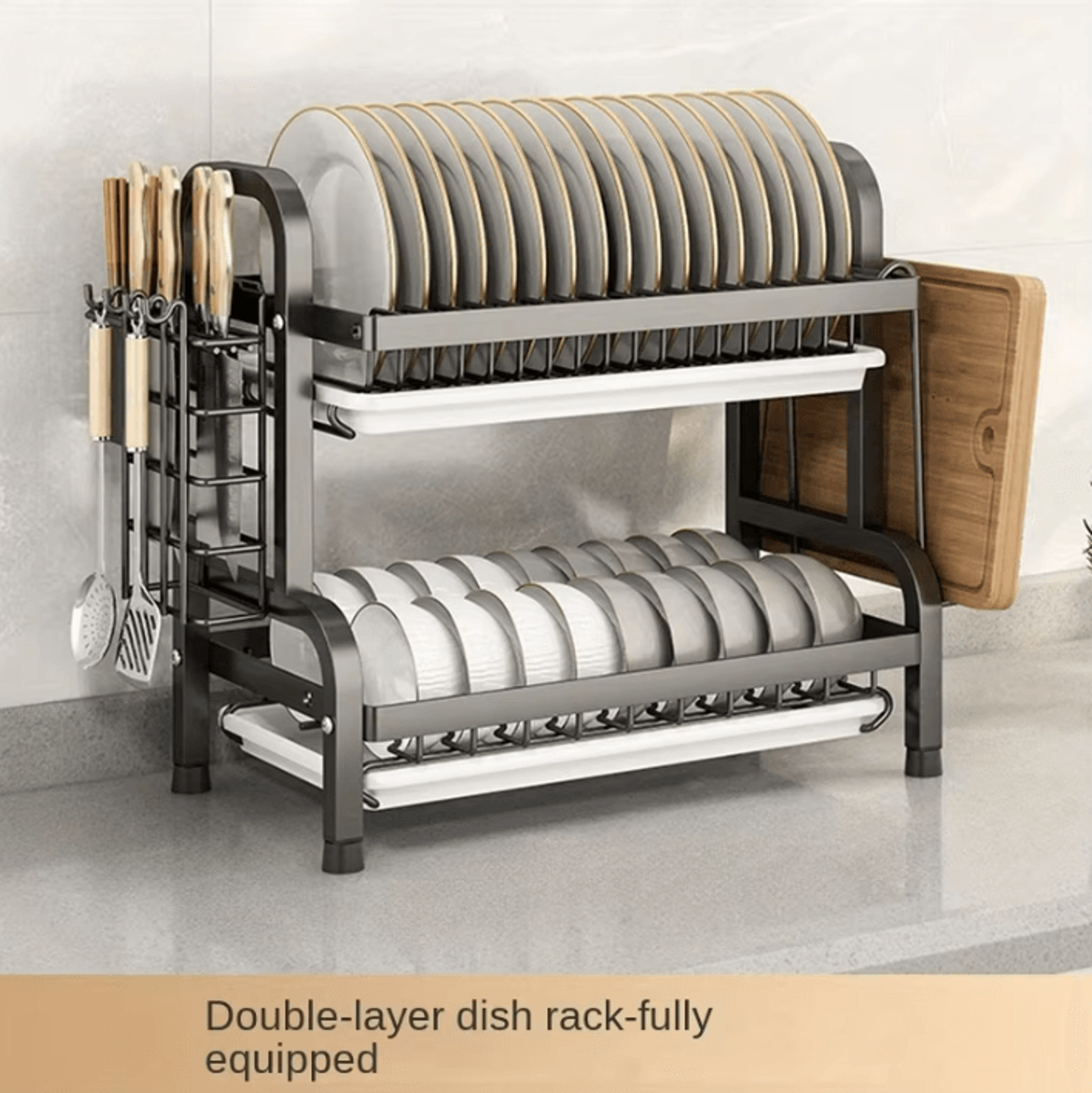 DryFlow Large Dish Drying Rack With Drainboard Set 3